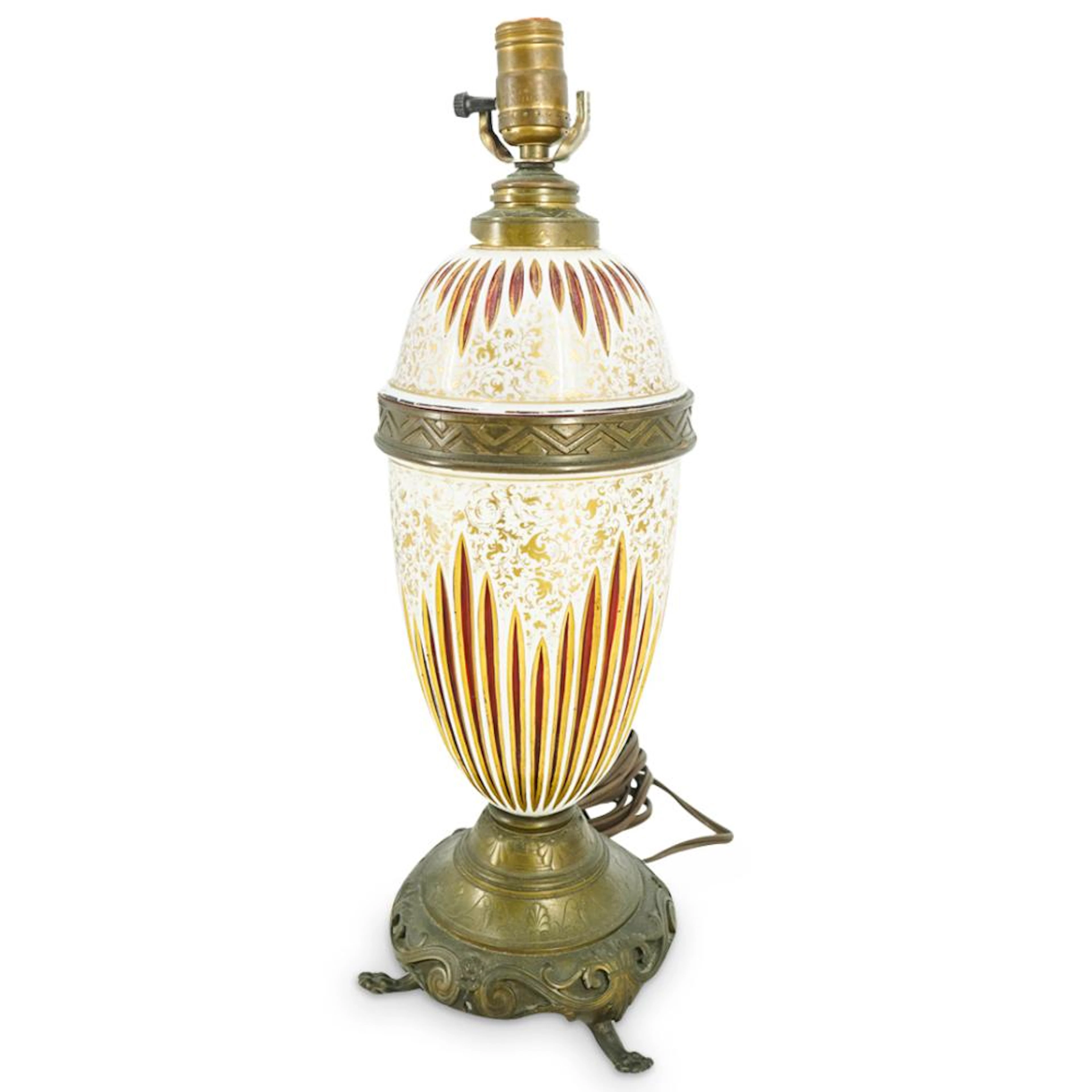 Antique Moser Glass Table Lamp