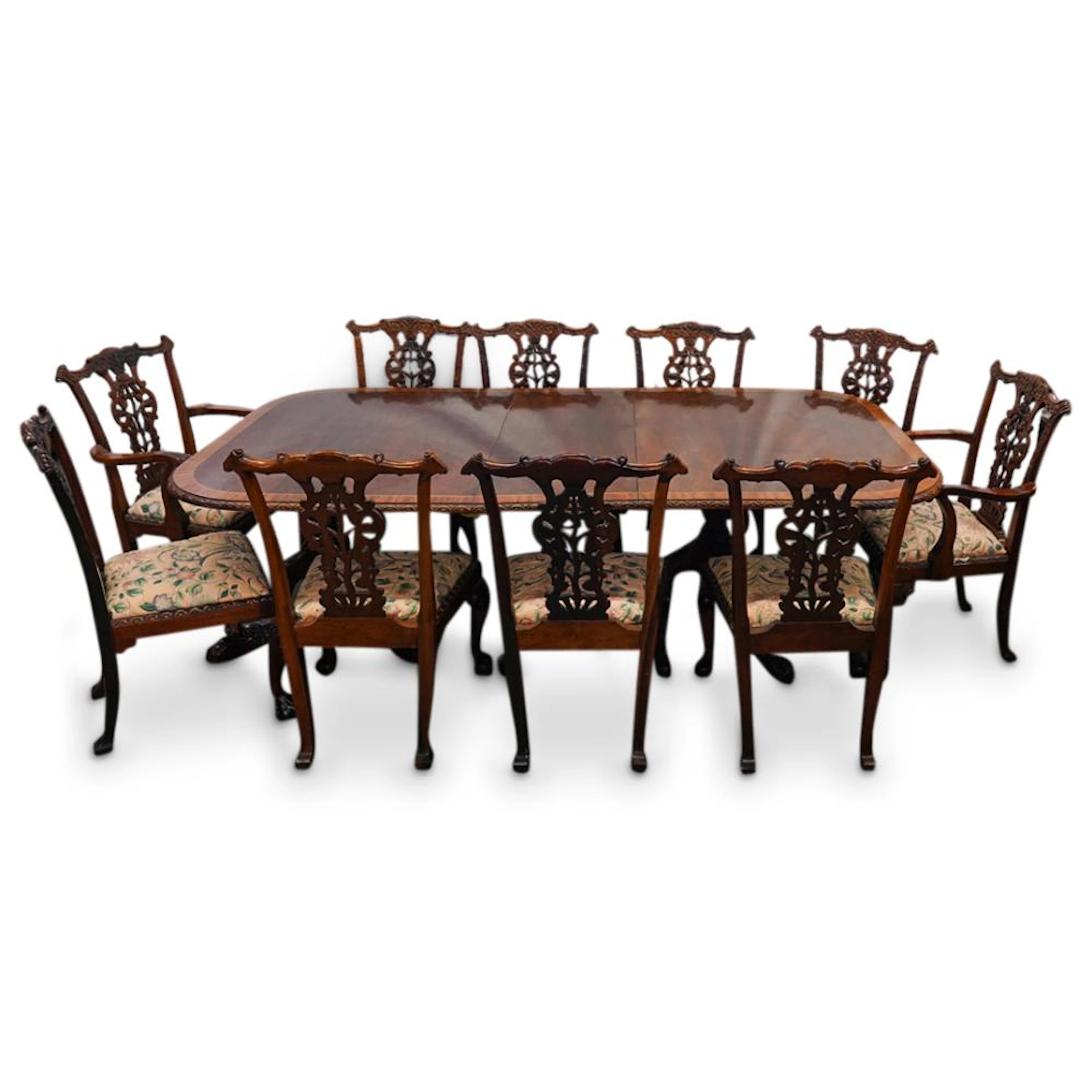 (13Pc) Georgian Style Dining Table Set