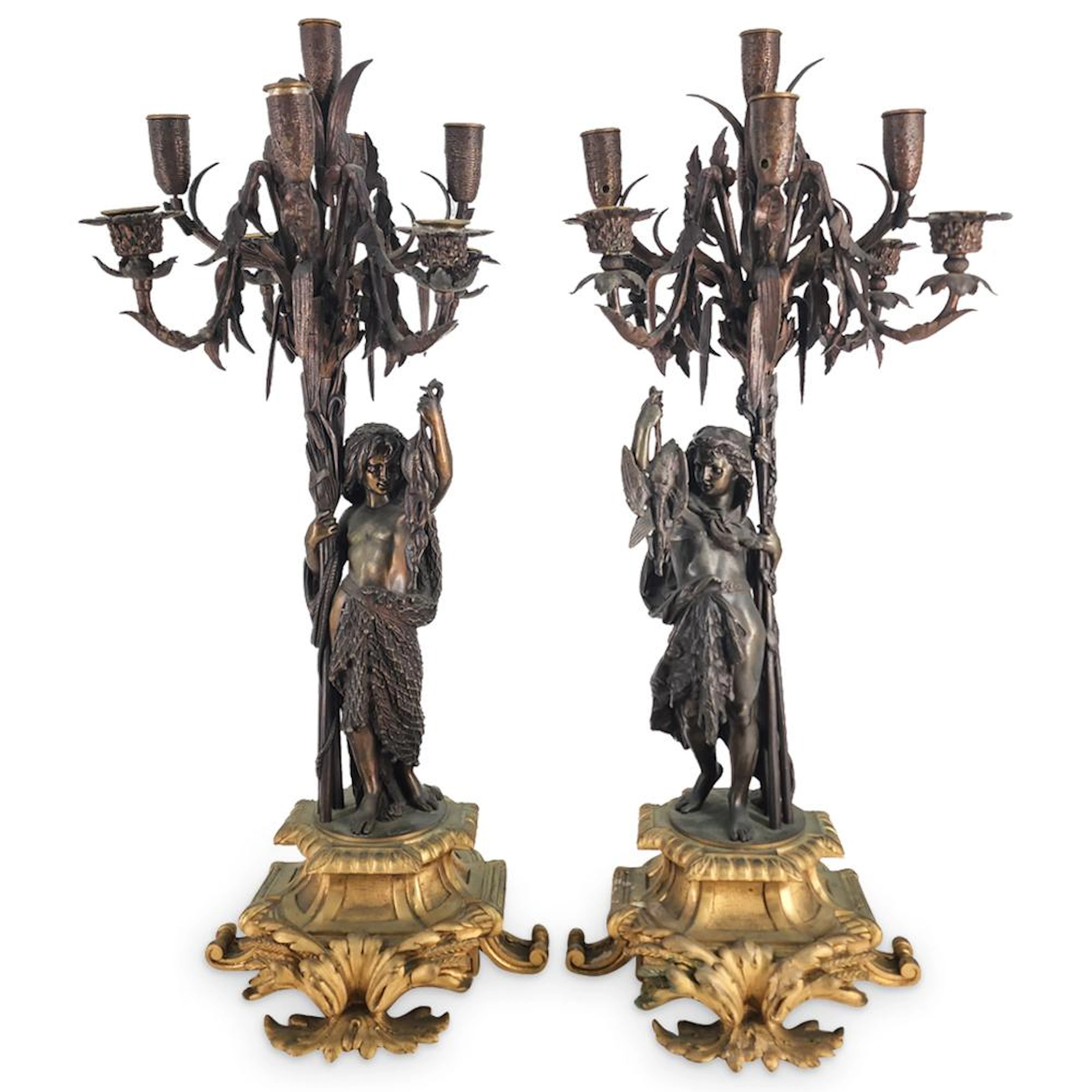 19th Cent. A.Carrier (French, 1824) Bronze Candelabras