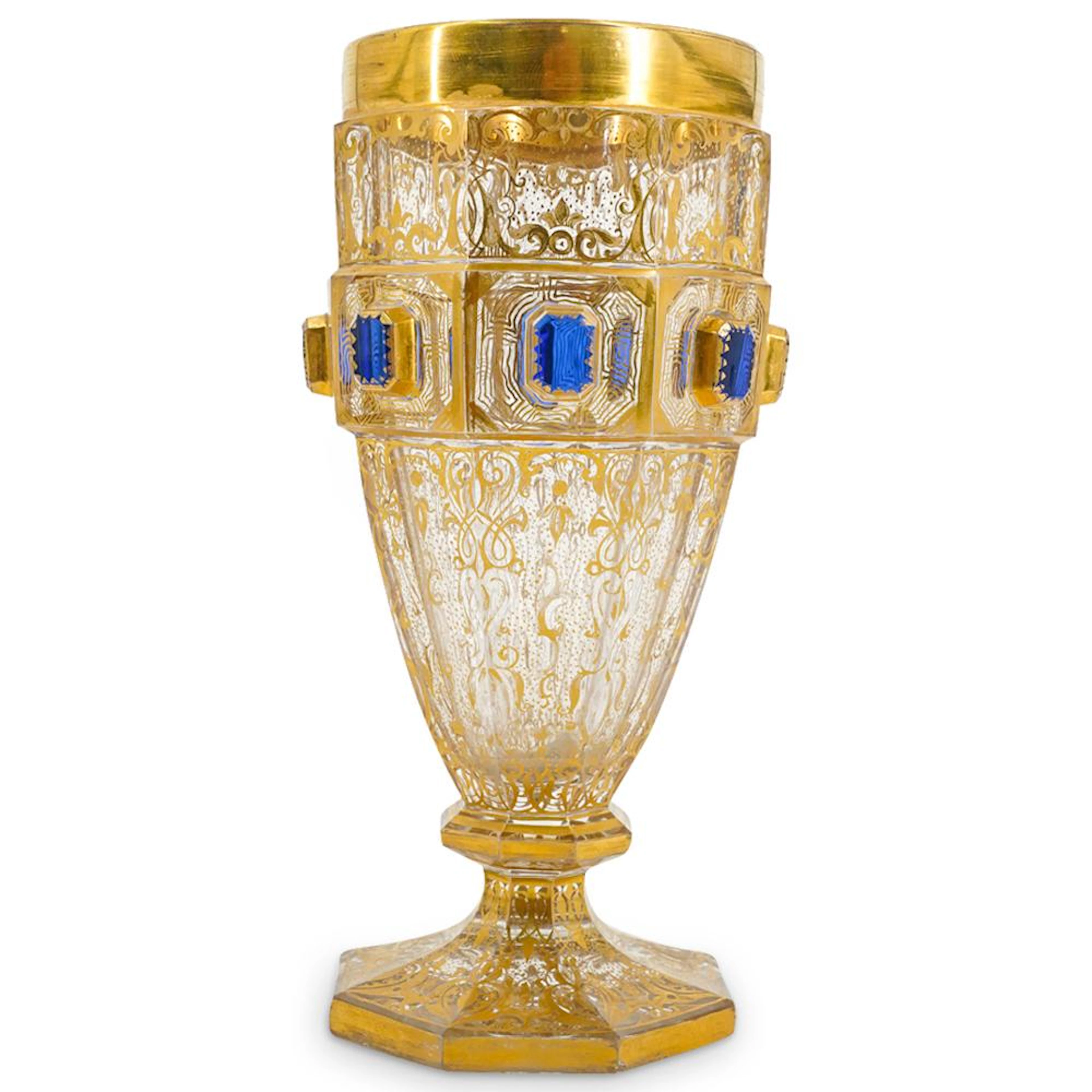 Antique Moser Gilt Crystal Ur