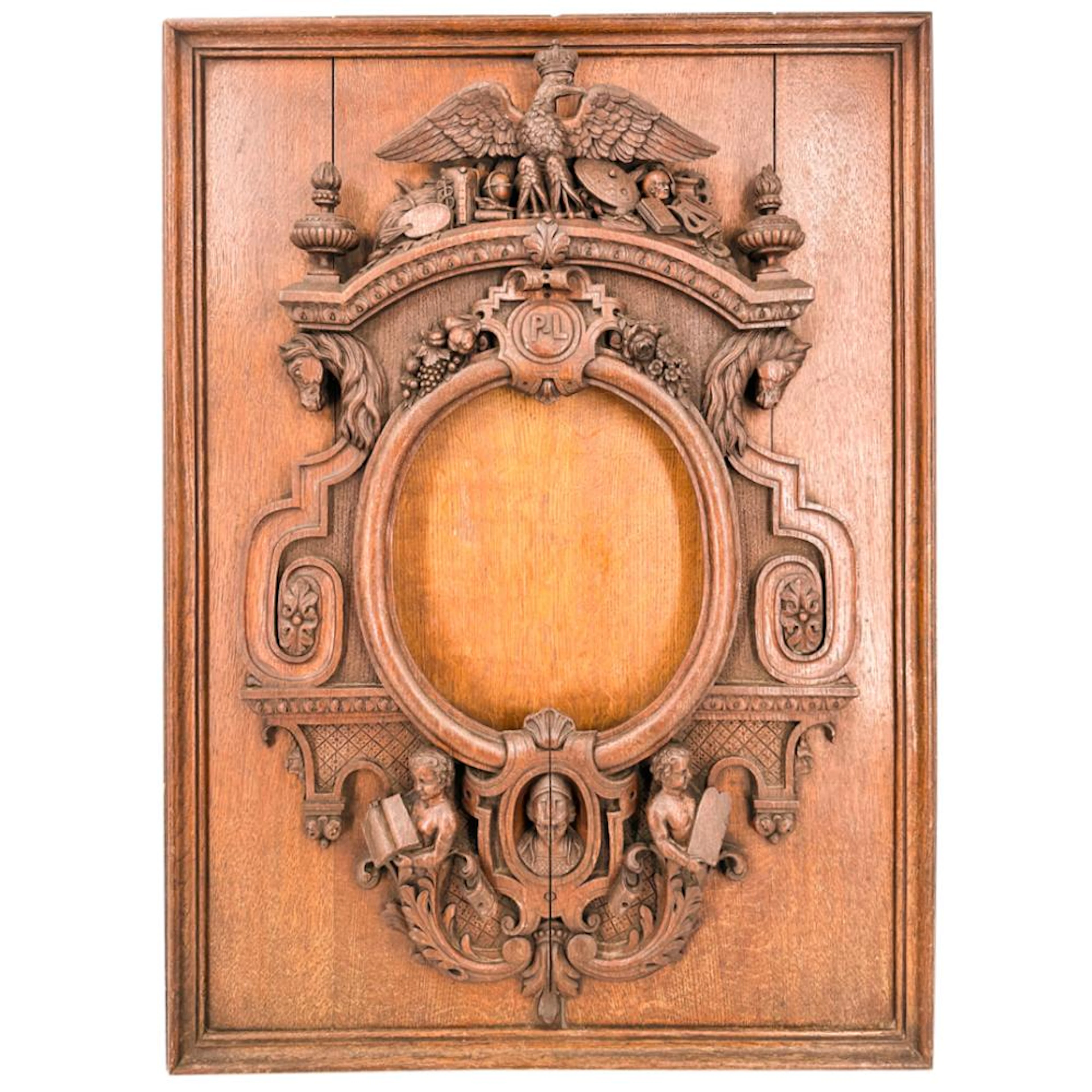 Antique Highly Carved French Plaque Frame