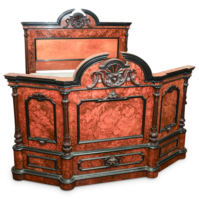 Italian Baroque Circassian Walnut Bed