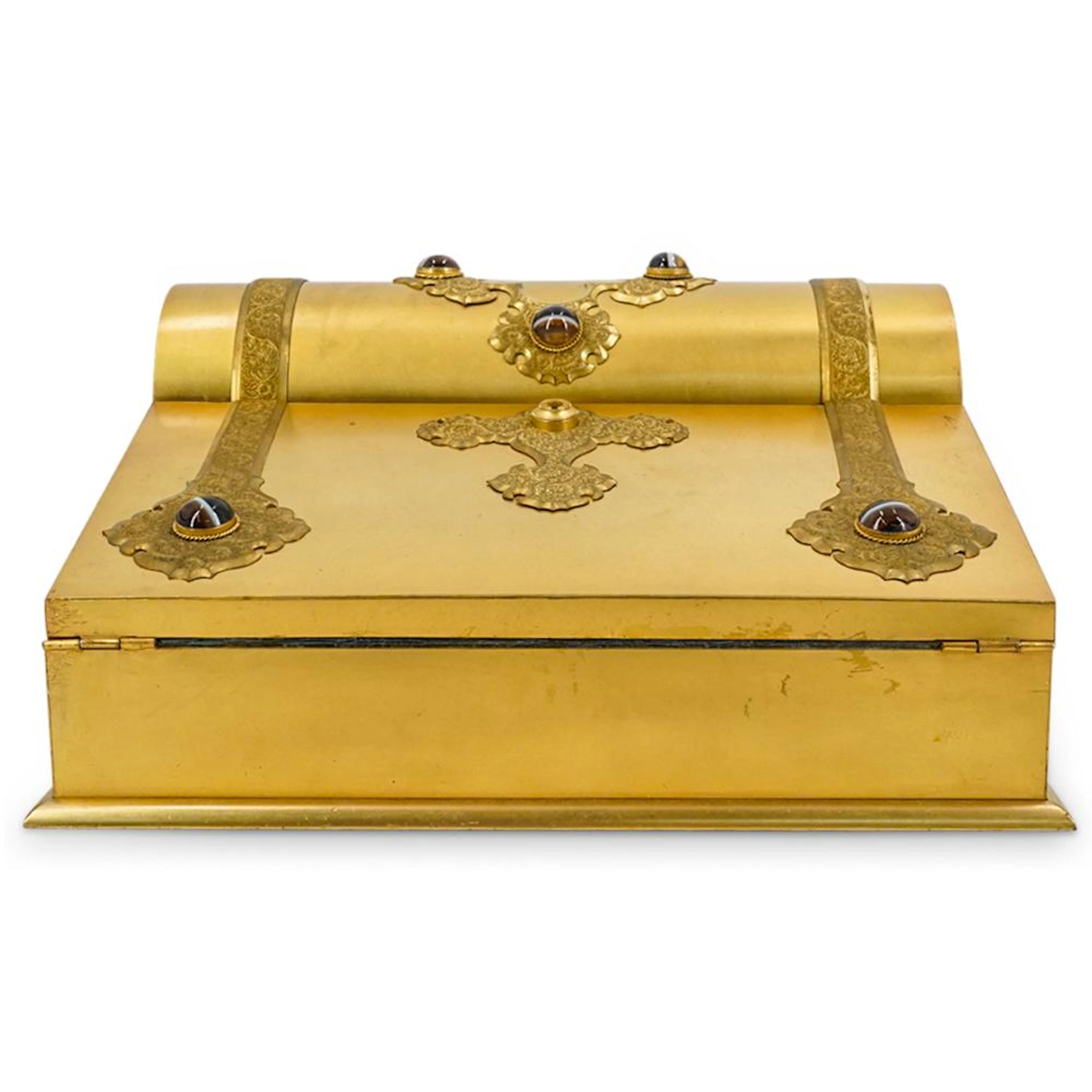 Antique Bronze Gilt Jeweled Travel Desk
