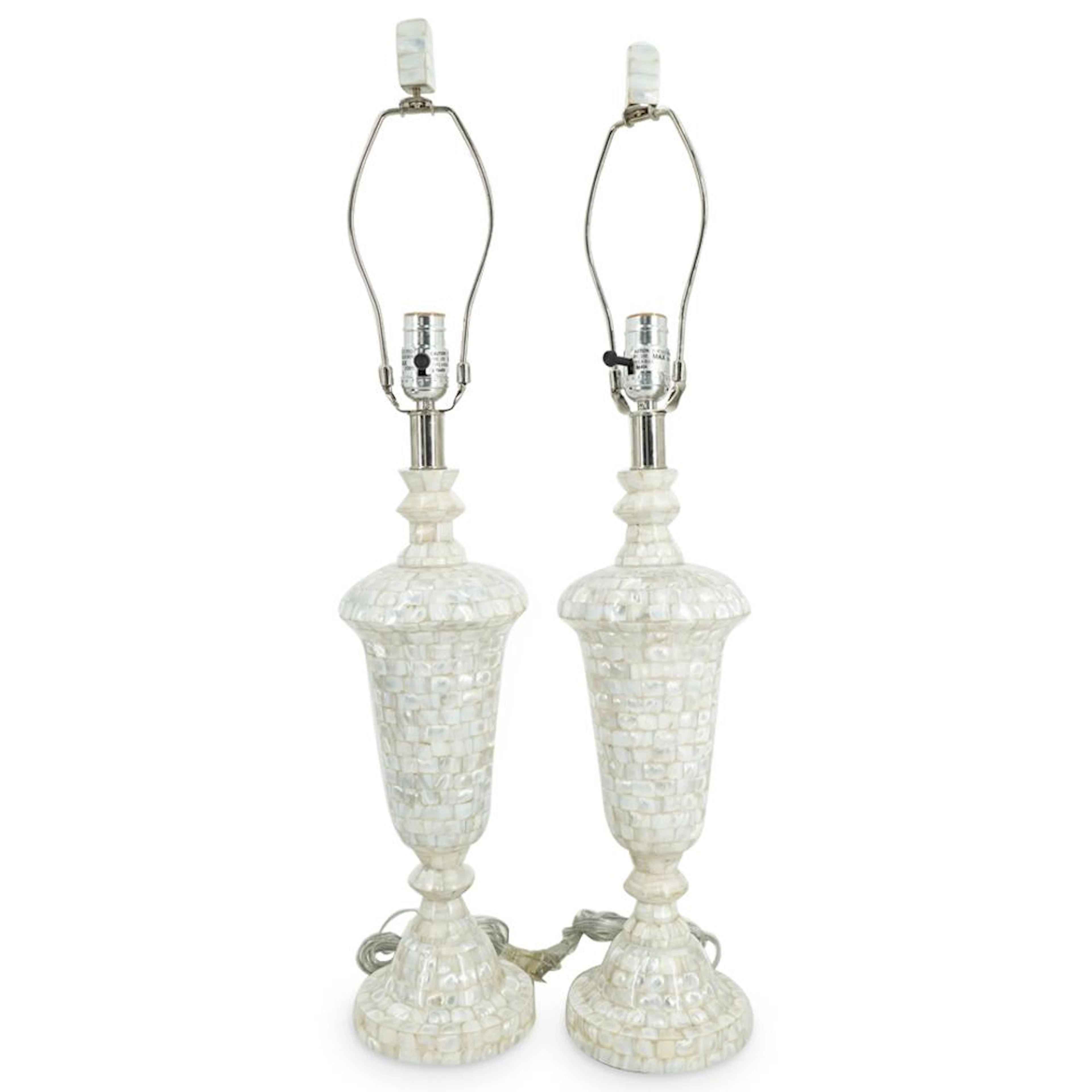 Pair Of Decorative Tessellated Pottery Barn Table Lamps