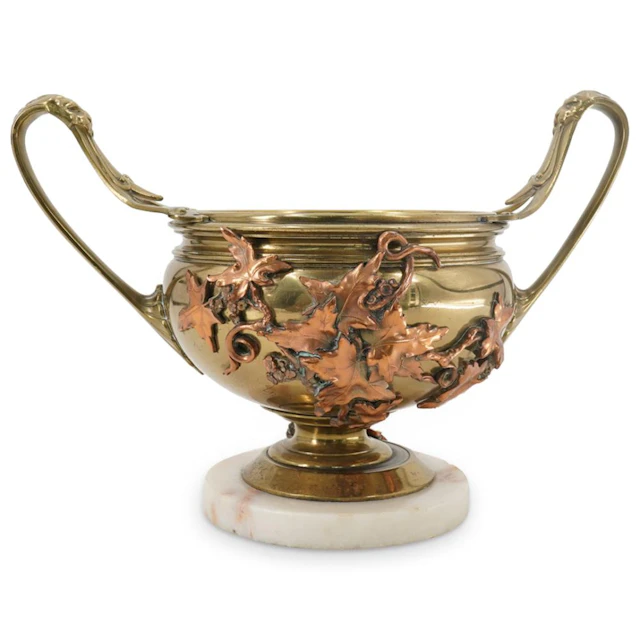 Vintage Italian Brass & Copper Footed Bowl