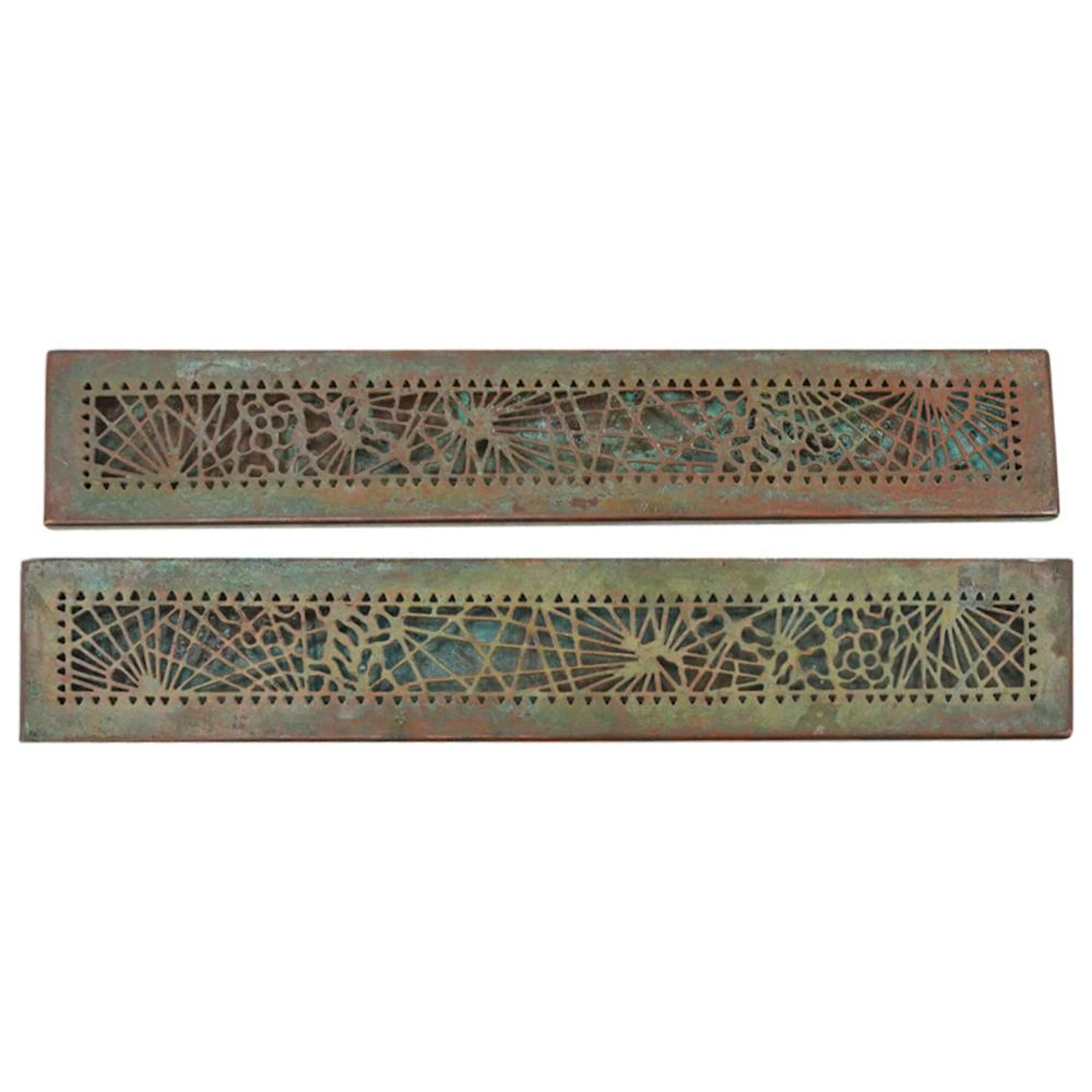 Pair Antique Tiffany Studios "Pine Needle" Desk Blotter Ends