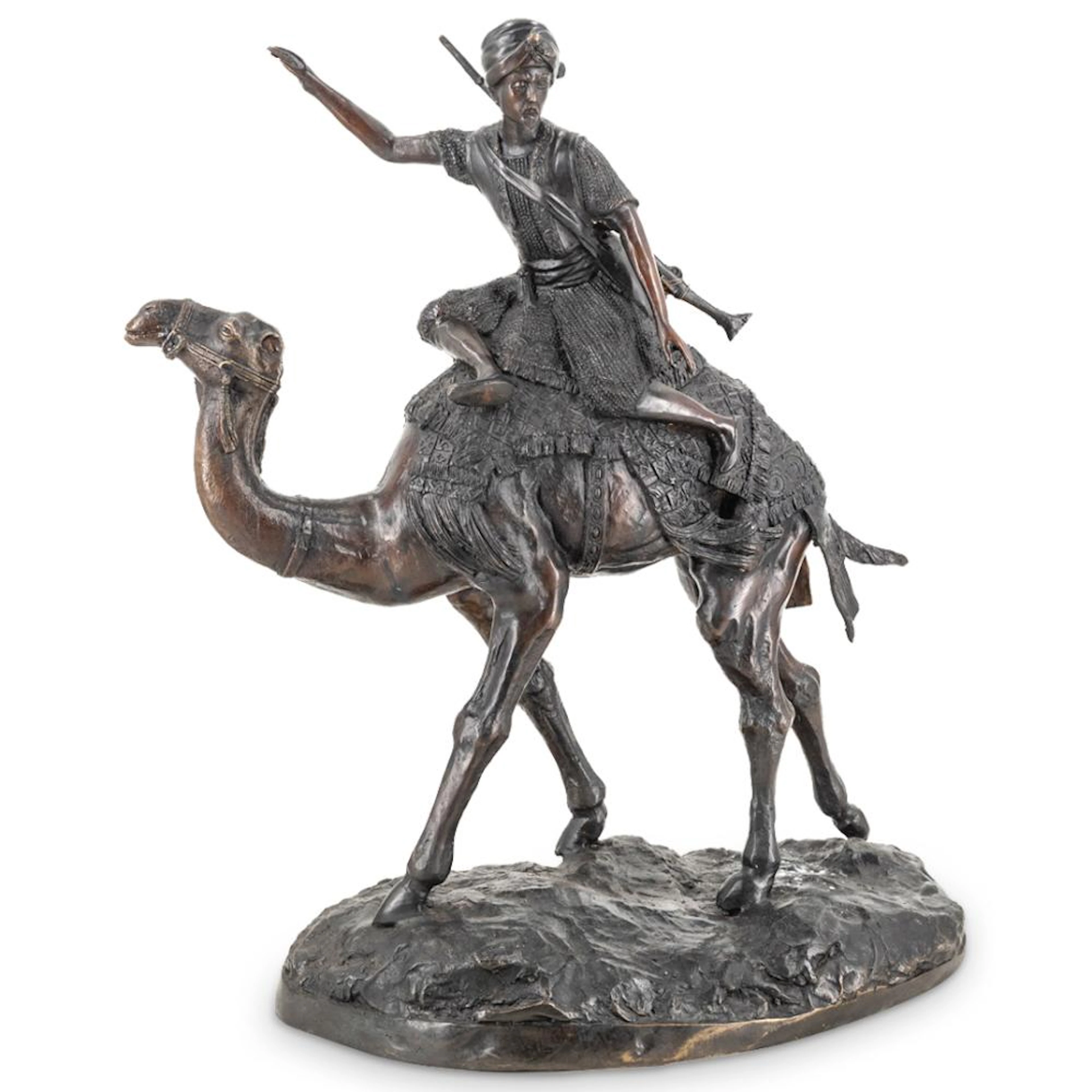 Large Orientalist Mixed Metal Sculpture After Pierre Jules Mene