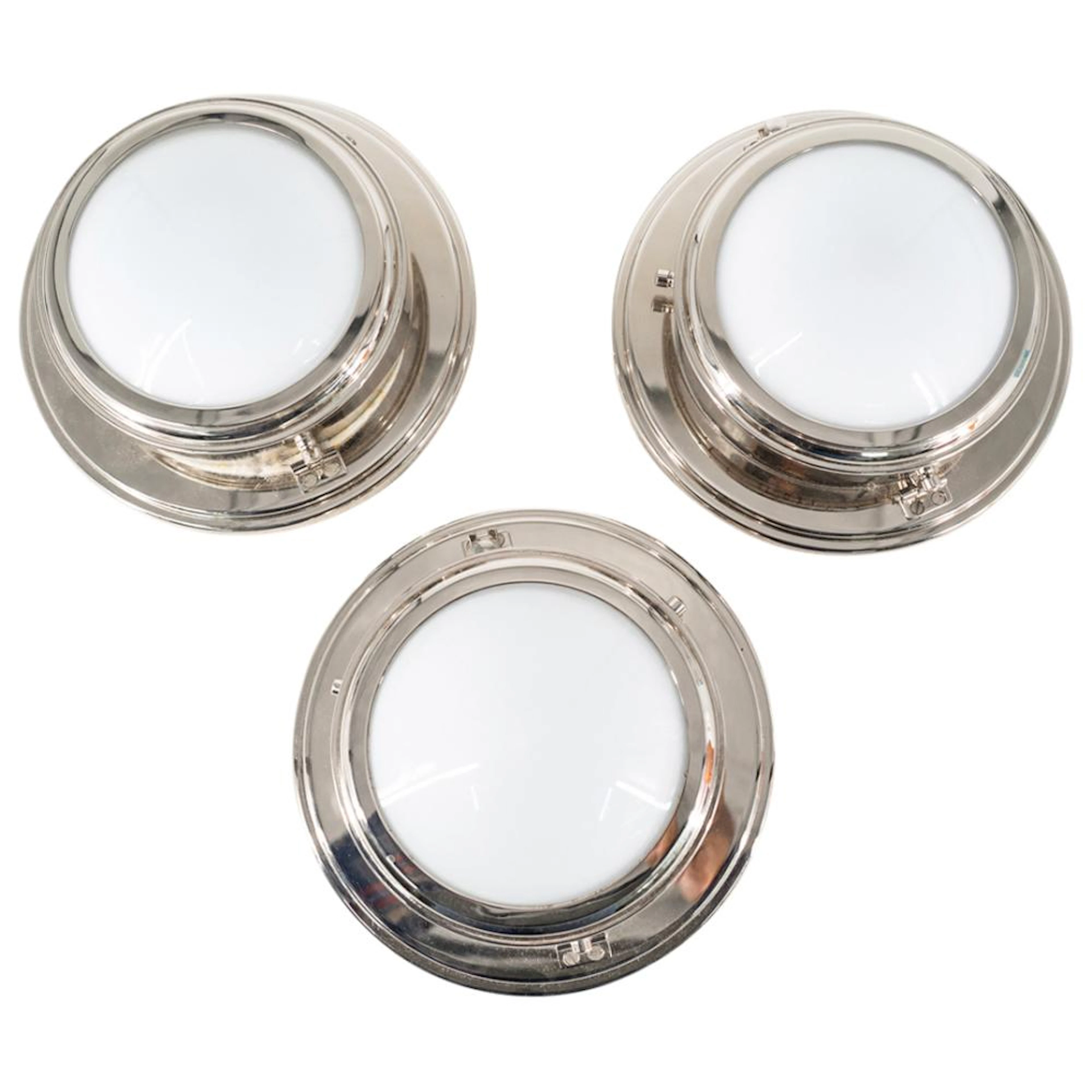 (3Pc) Ralph Lauren Home Flush Mount Chrome Sconces