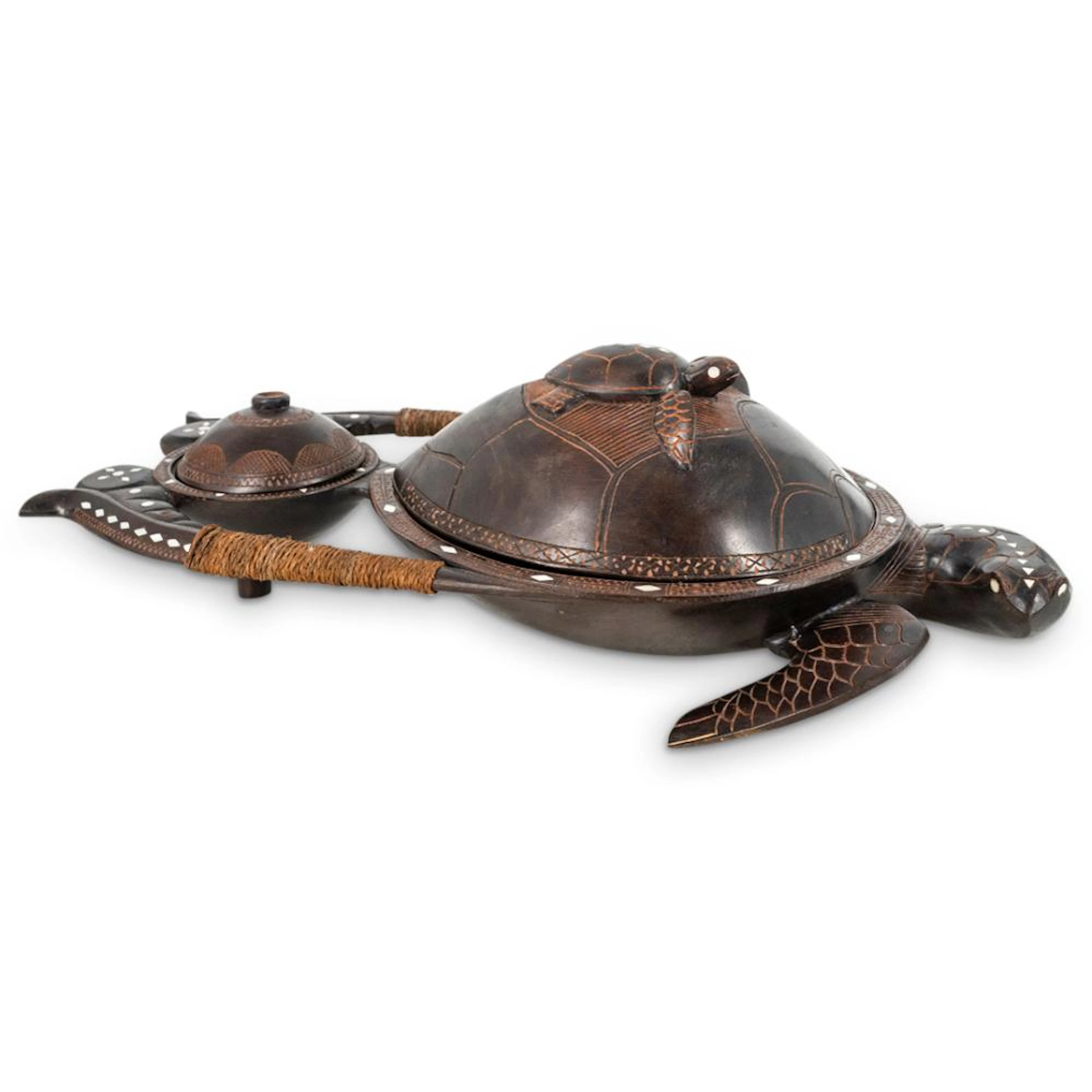 Carved Polynesian Sea Turtle Serving Centerpiece