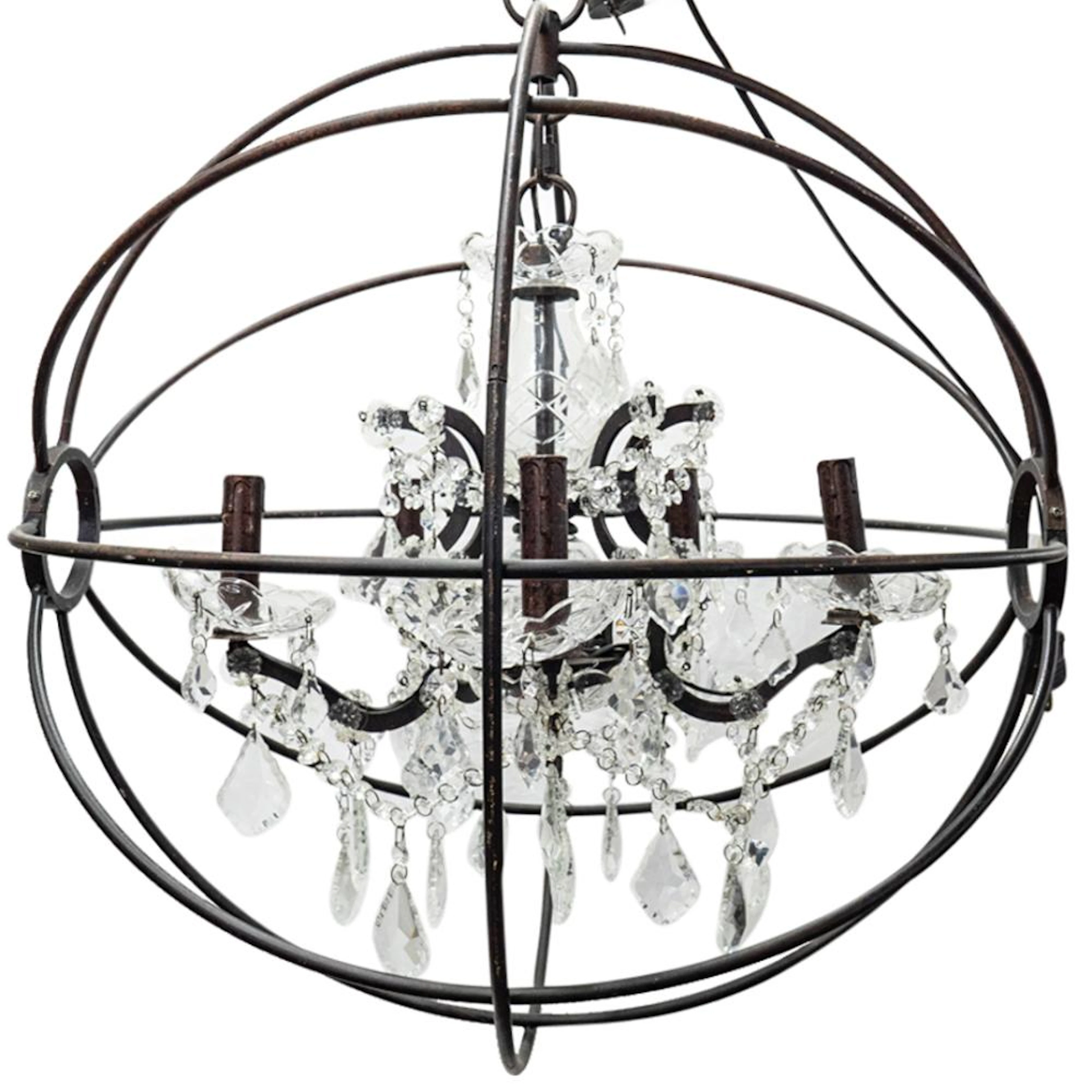 Timothy Oulton "Gyro" Crystal And Iron Chandelier