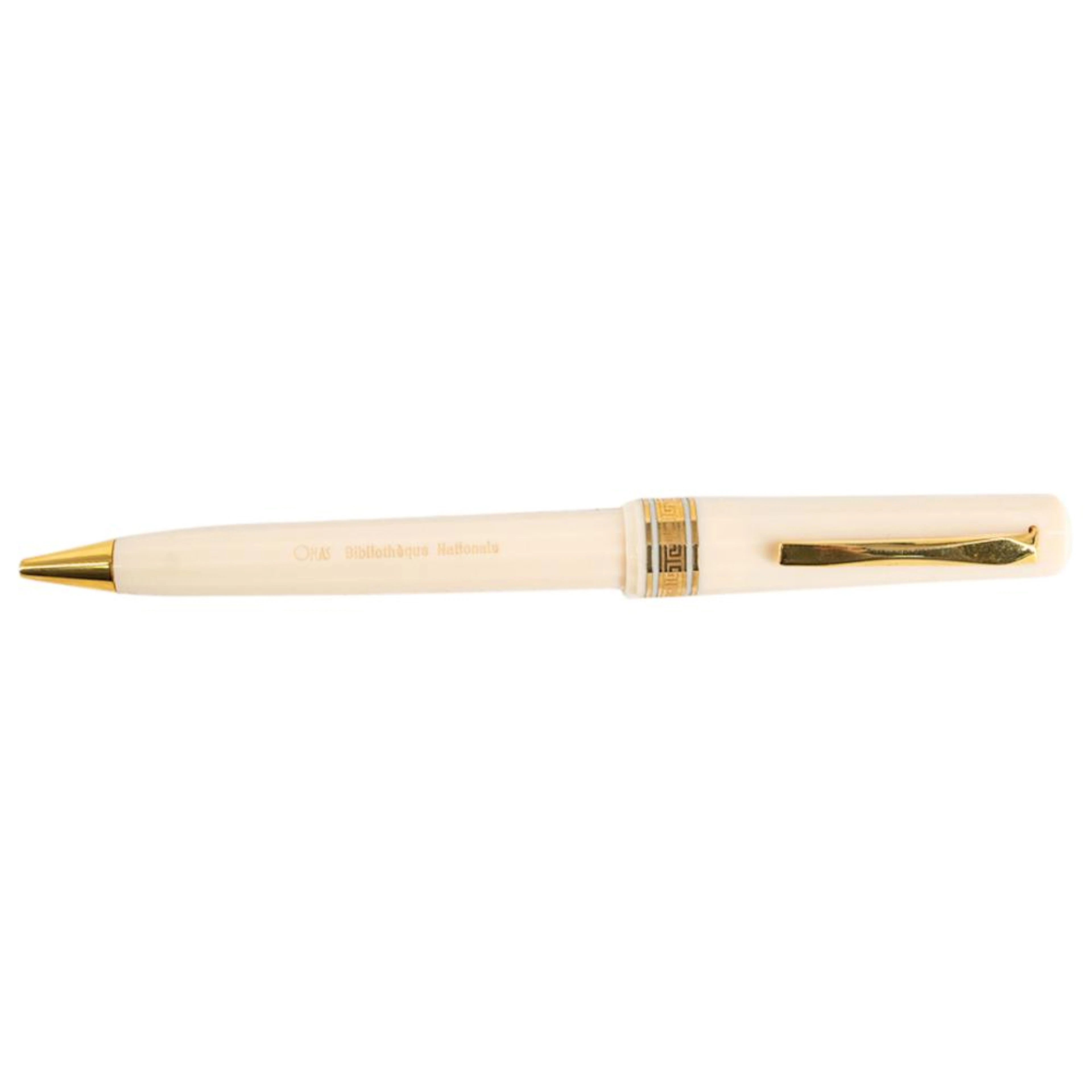"The National Library of France" 18K Gold & Celluloid Ball Point Pe