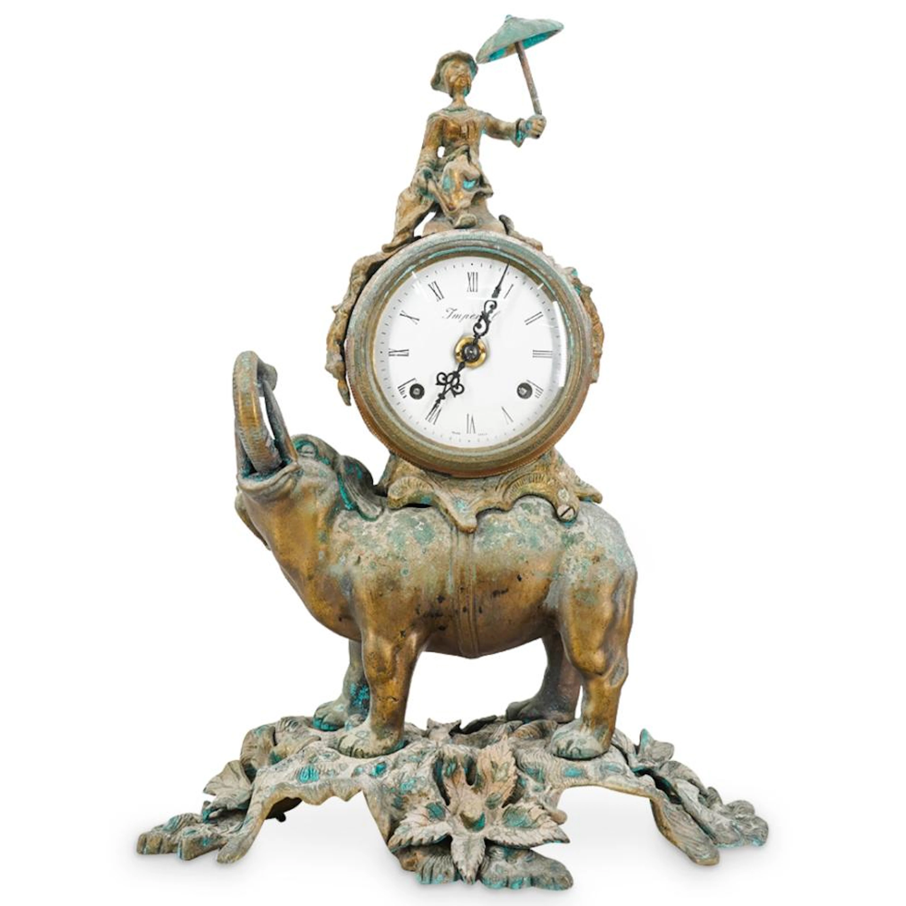 Antique Italian Chinoiserie Bronze Clock W/ FHS Movement