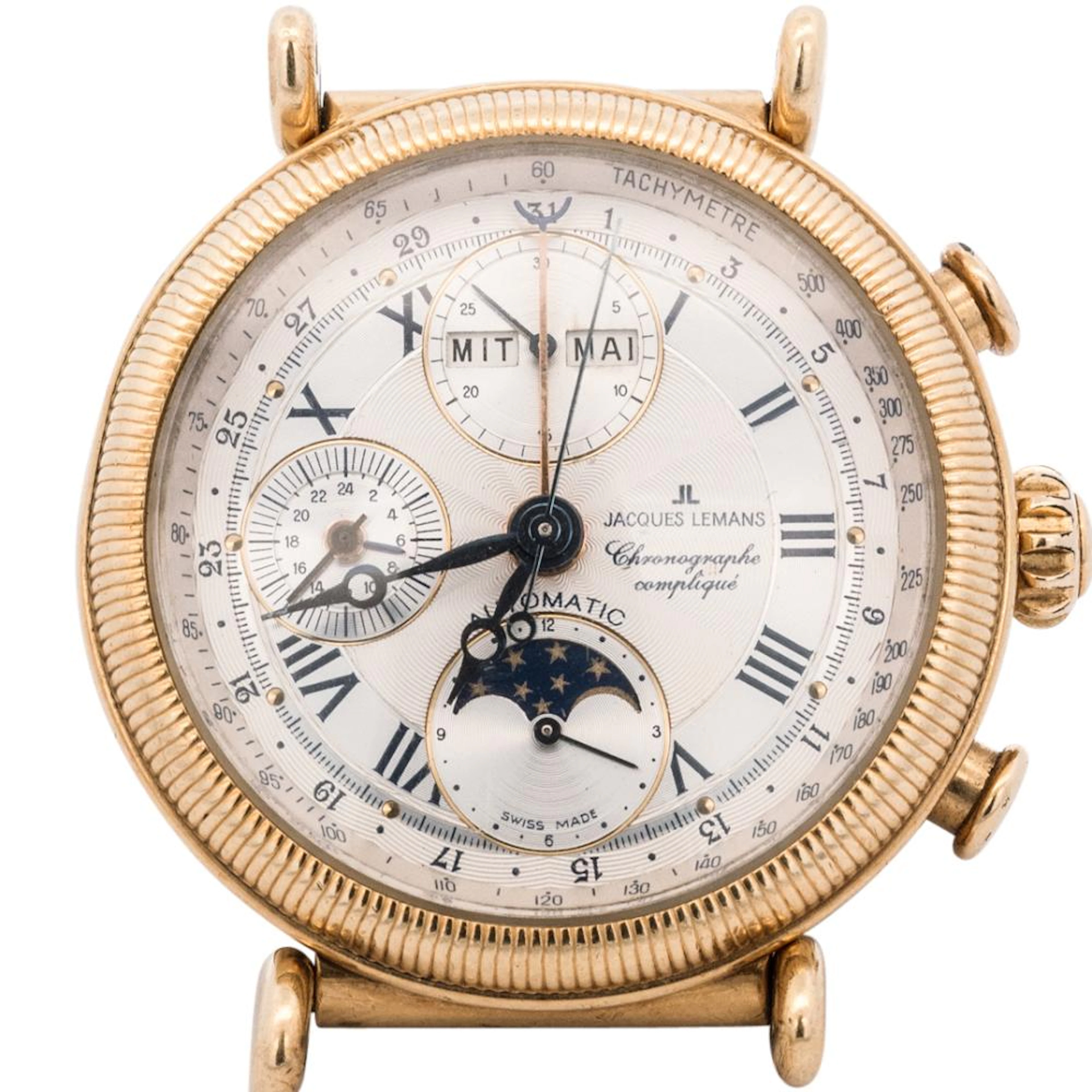 Jacques Lemans 18K Yellow Gold Calendar Chronograph Wristwatch Ref. 530
