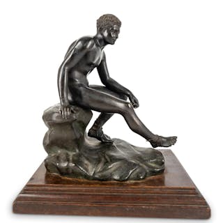 Giorgio Sommer Napoli (Italy.1834-1914) "Seated Hermes" Bronze Sculpture