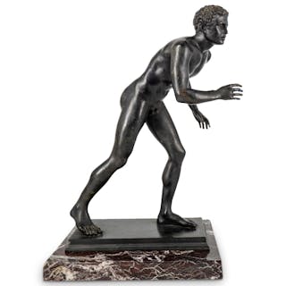 Antique Sabatino De Angelis & Fils Bronze Runner Sculpture