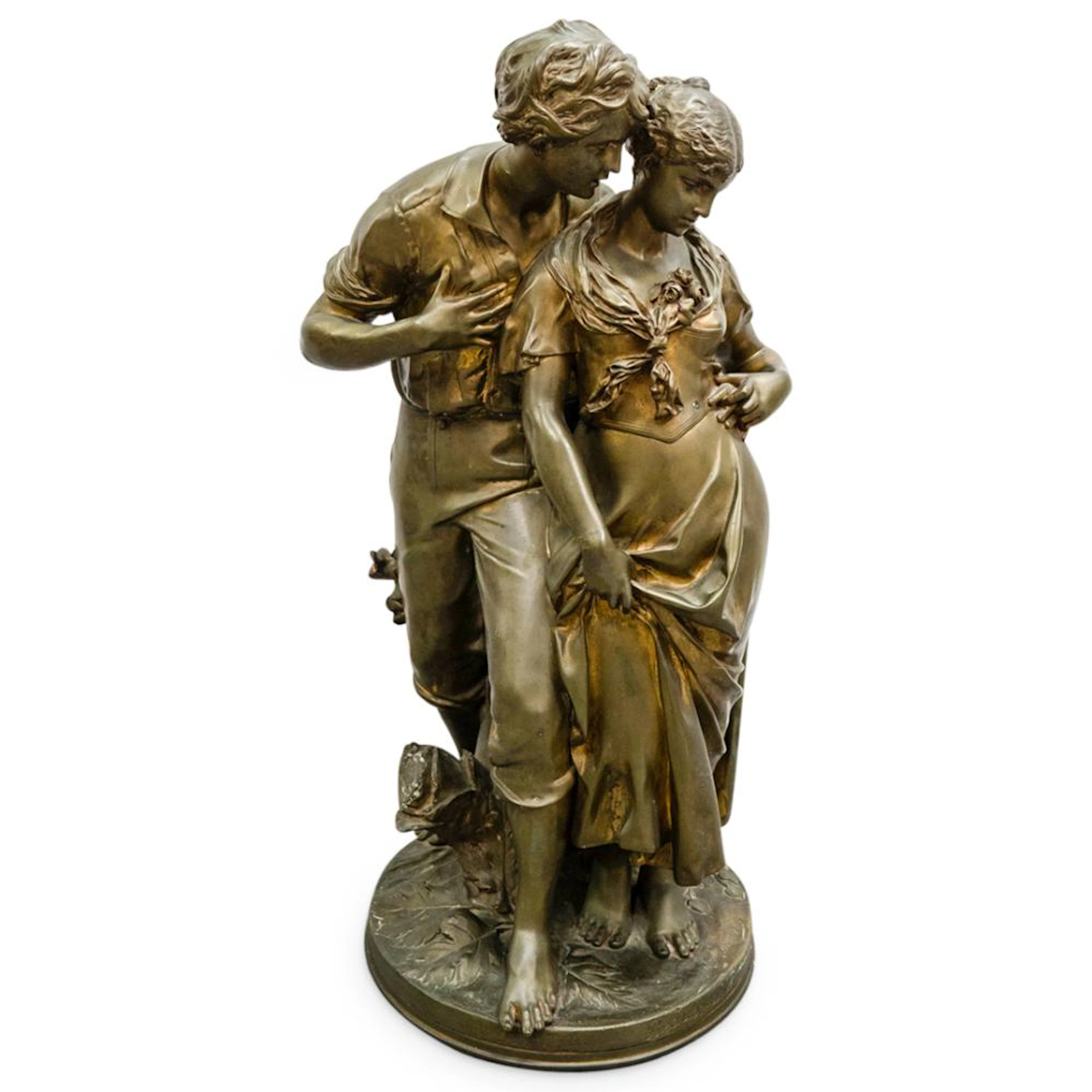 Luca Madrassi (Italian, 1848-1919) "Jeune Couple" Bronze Sculpture