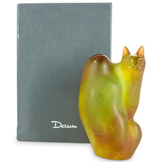 Claude Lhoste For Daum "Chat Perche" Limited Pate De Verre Sculpture