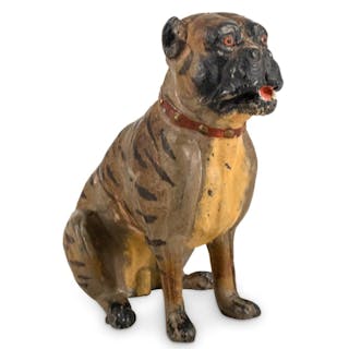 Antique Cold Painted Spelter Dog Sculpture