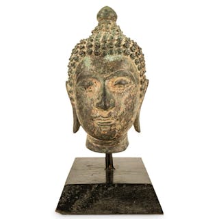 Antique Sino-Teibetan Bronze Buddha Head
