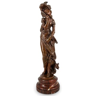 Signed J. Carlet Art Nouveau Woman Bronze