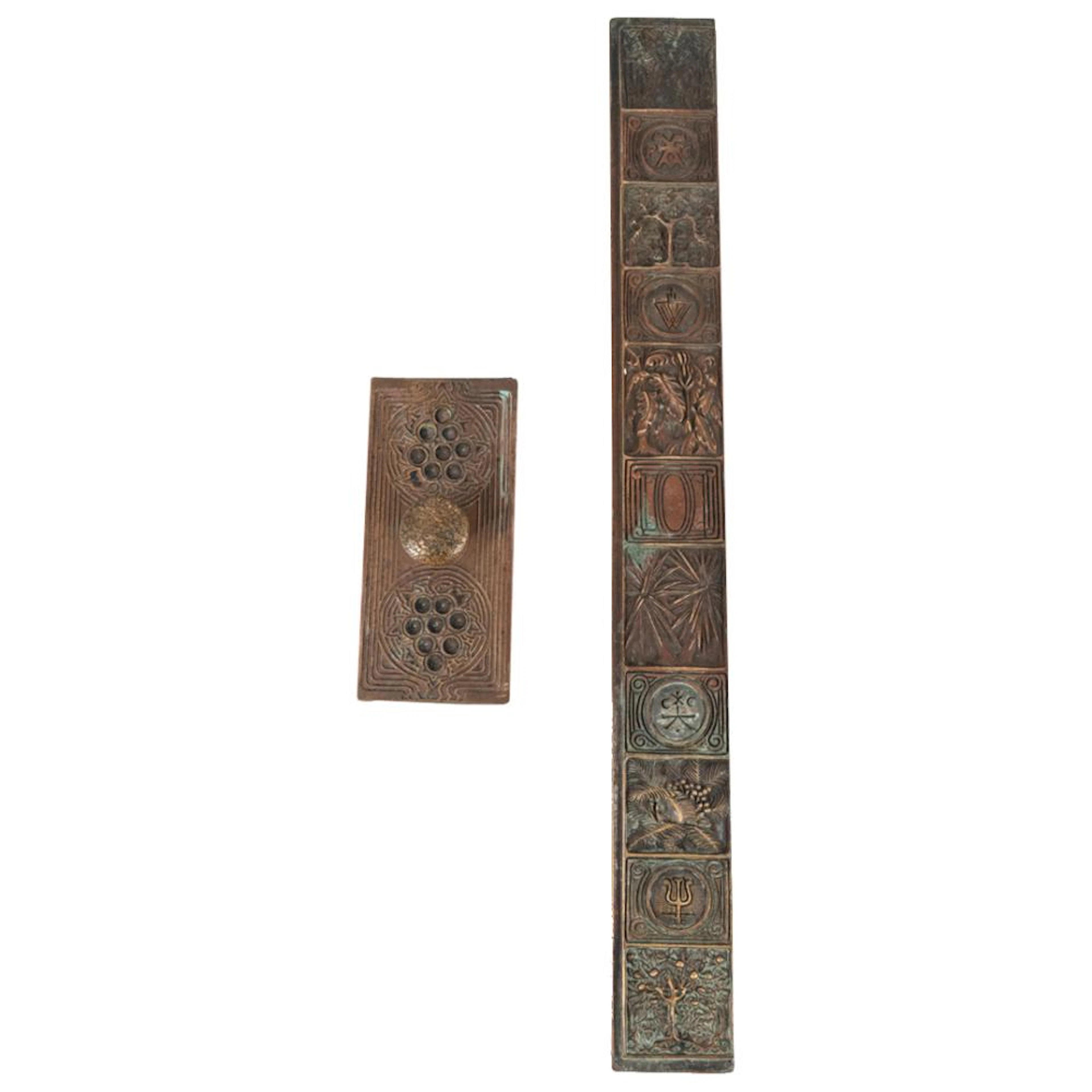 Tiffany Studios "Bookmark" Bronze Blotter and Blotter End
