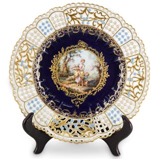 Antique Meissen Porcelain Open Work Shepherdess Plate
