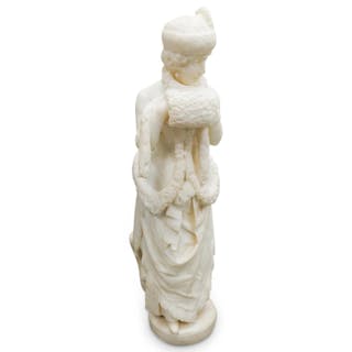 Signed Italian Carved White Marble Victorian Sculpture