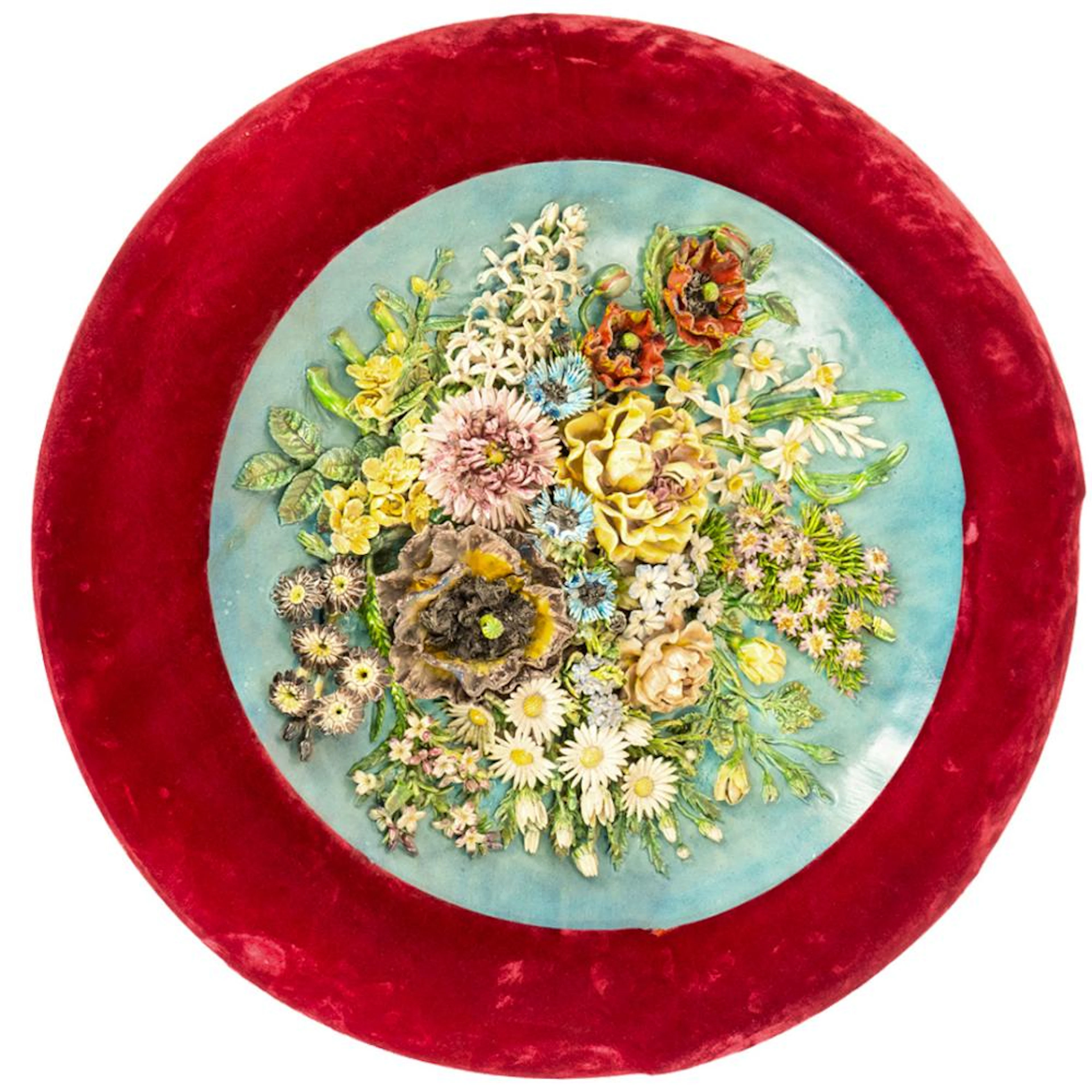 French Menton Barbotine Majolica Wall Plaque