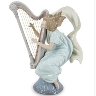 Lladro "The Harpist" Glazed Porcelain Figurine