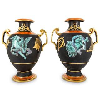 Pair European Neoclassical Porcelain Vases