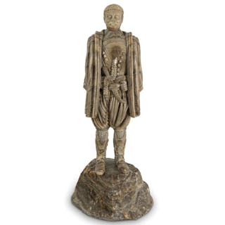 Caucasian Ethnic Military Carved Stone Figural Sculpture