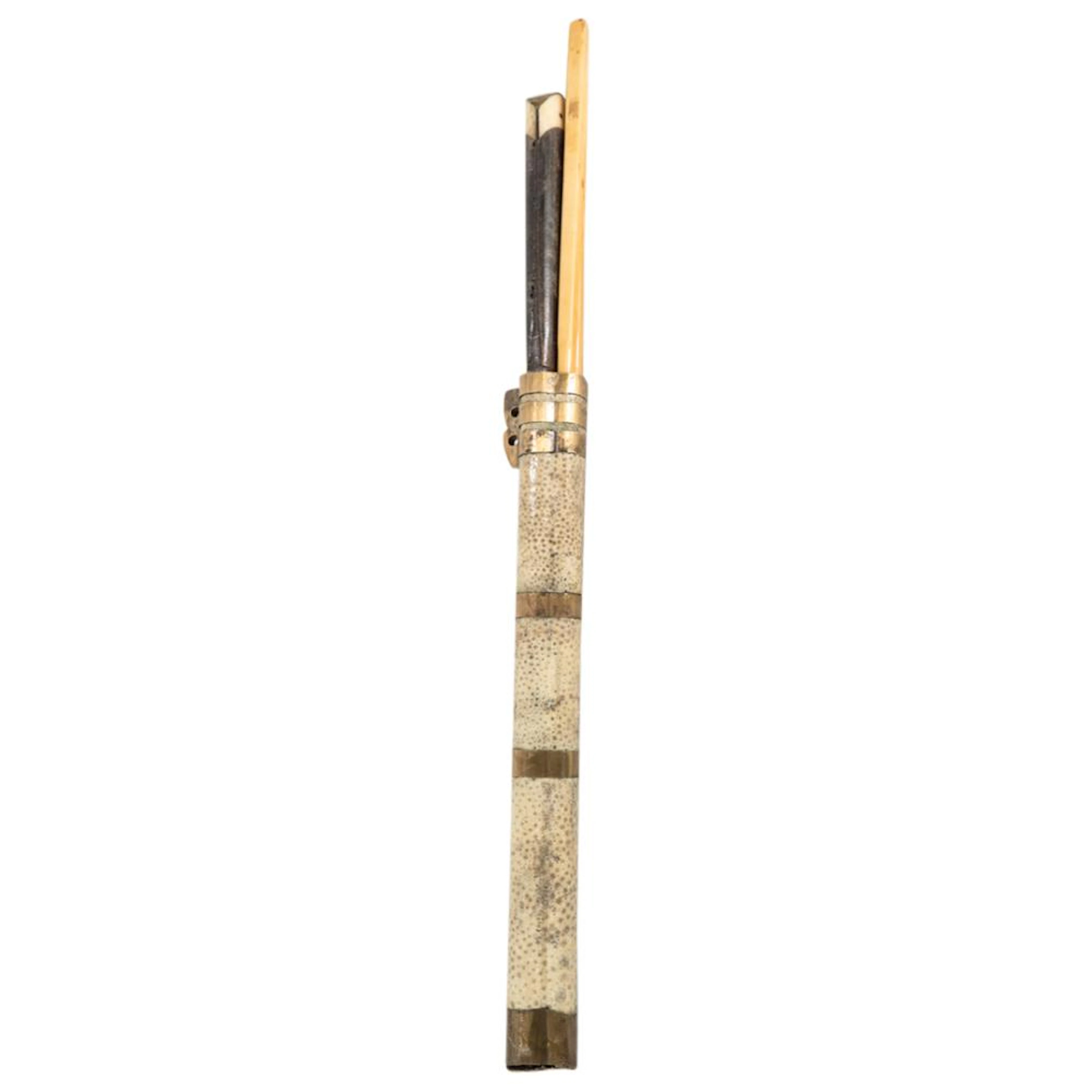 Antique Chinese Long Travel Utensil Set In Rayskin Case