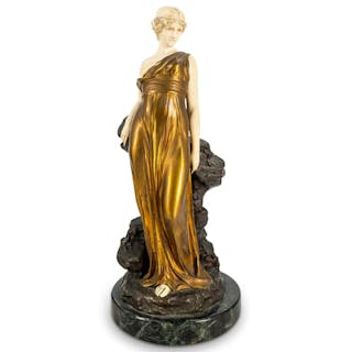 Ferdinand Preiss (1882 - 1943) Art Deco Aphrodite Bronze & Carved Figure