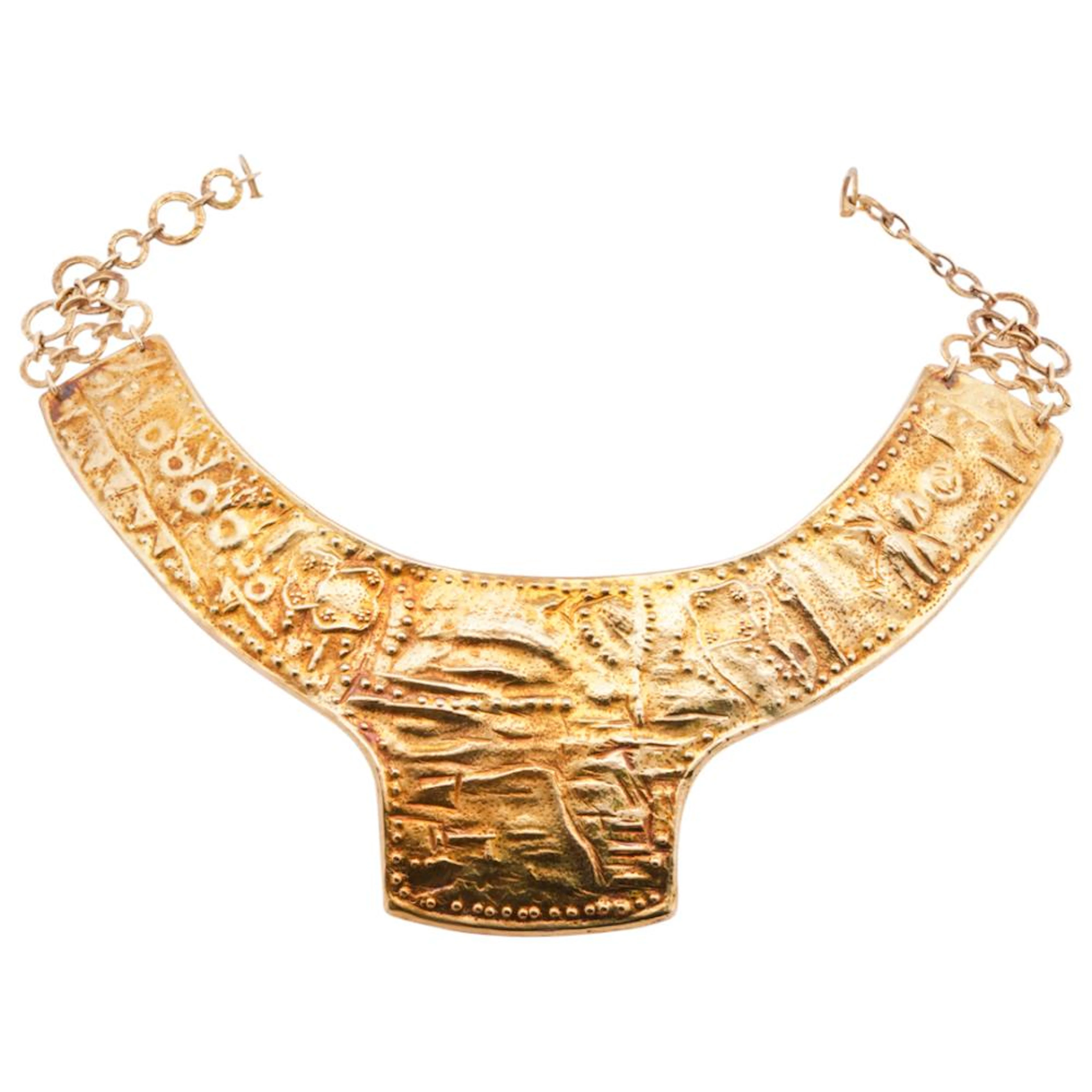 18k Gold Chimu Style Pectoral Necklace
