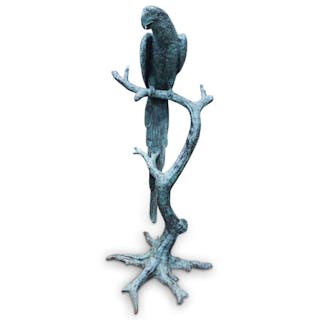 After Jules Moigniez Lifesize Bronze Parrot Garden Statue