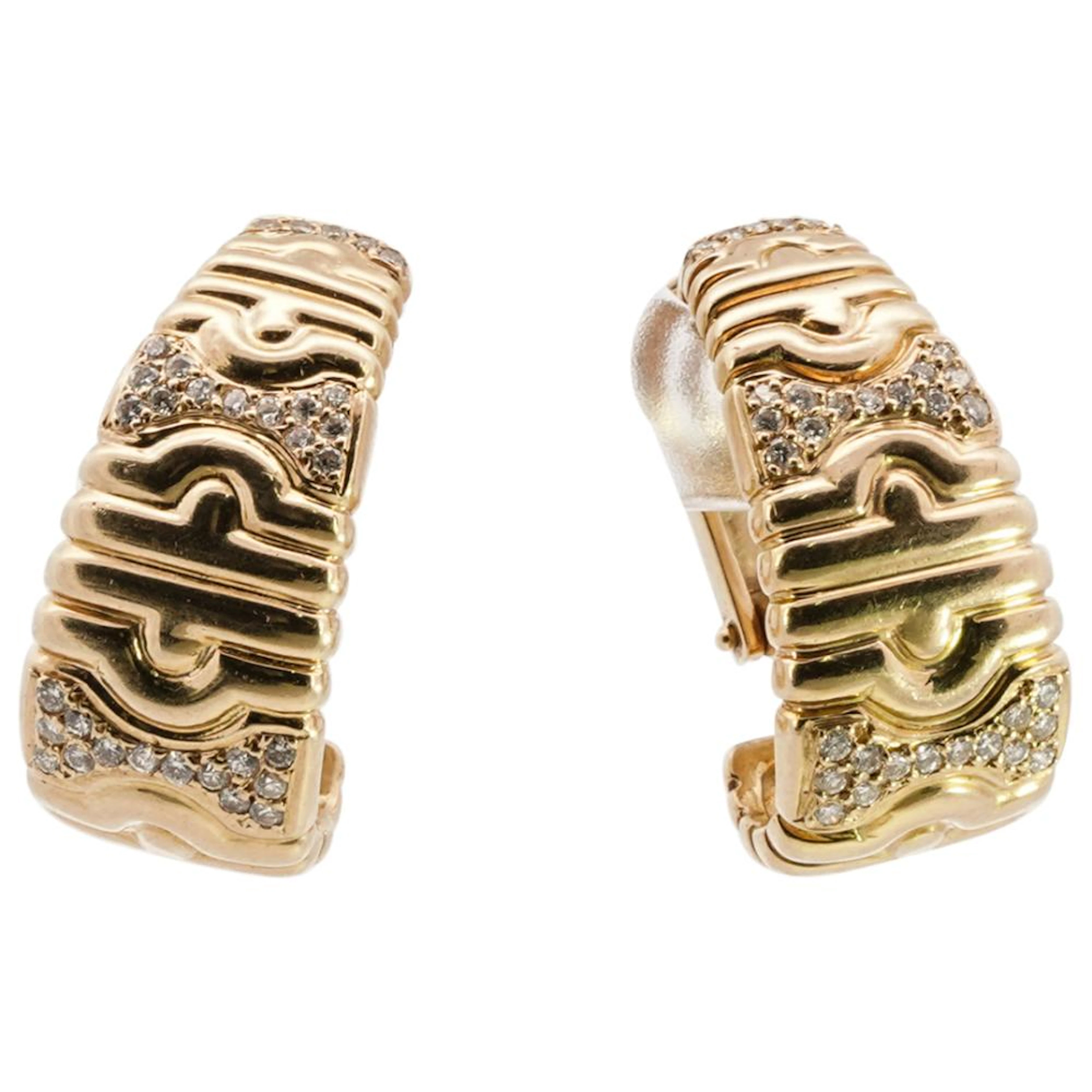 Bvlgari 18k Gold and Diamond Parentesi Earrings