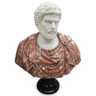Monumental Italian Carved Marble Bust of an Emperor
