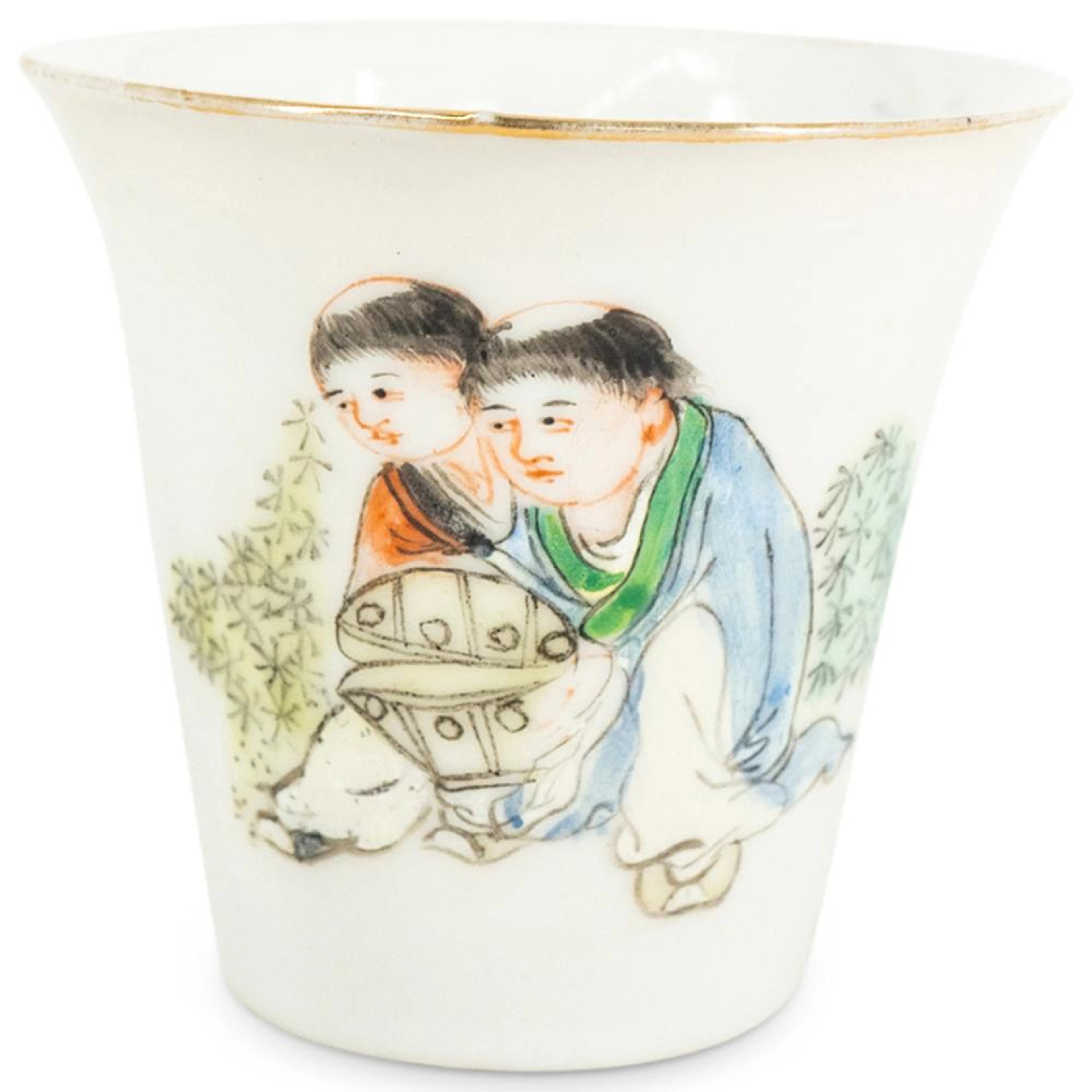 Antique Chinese Famille Rose Yangcai Porcelain Wine Cup