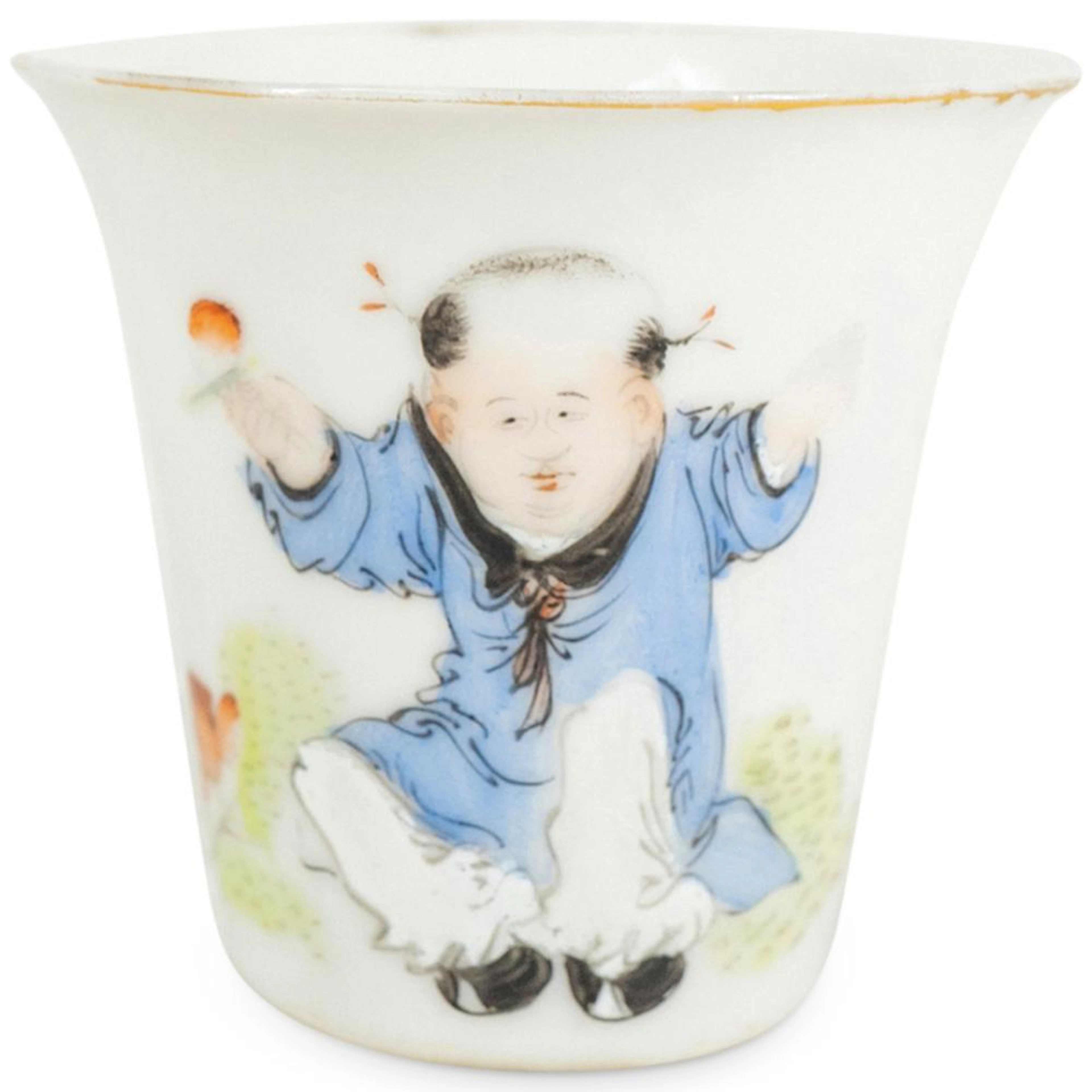 Antique Chinese Famille Rose Yangcai Porcelain Wine Cup