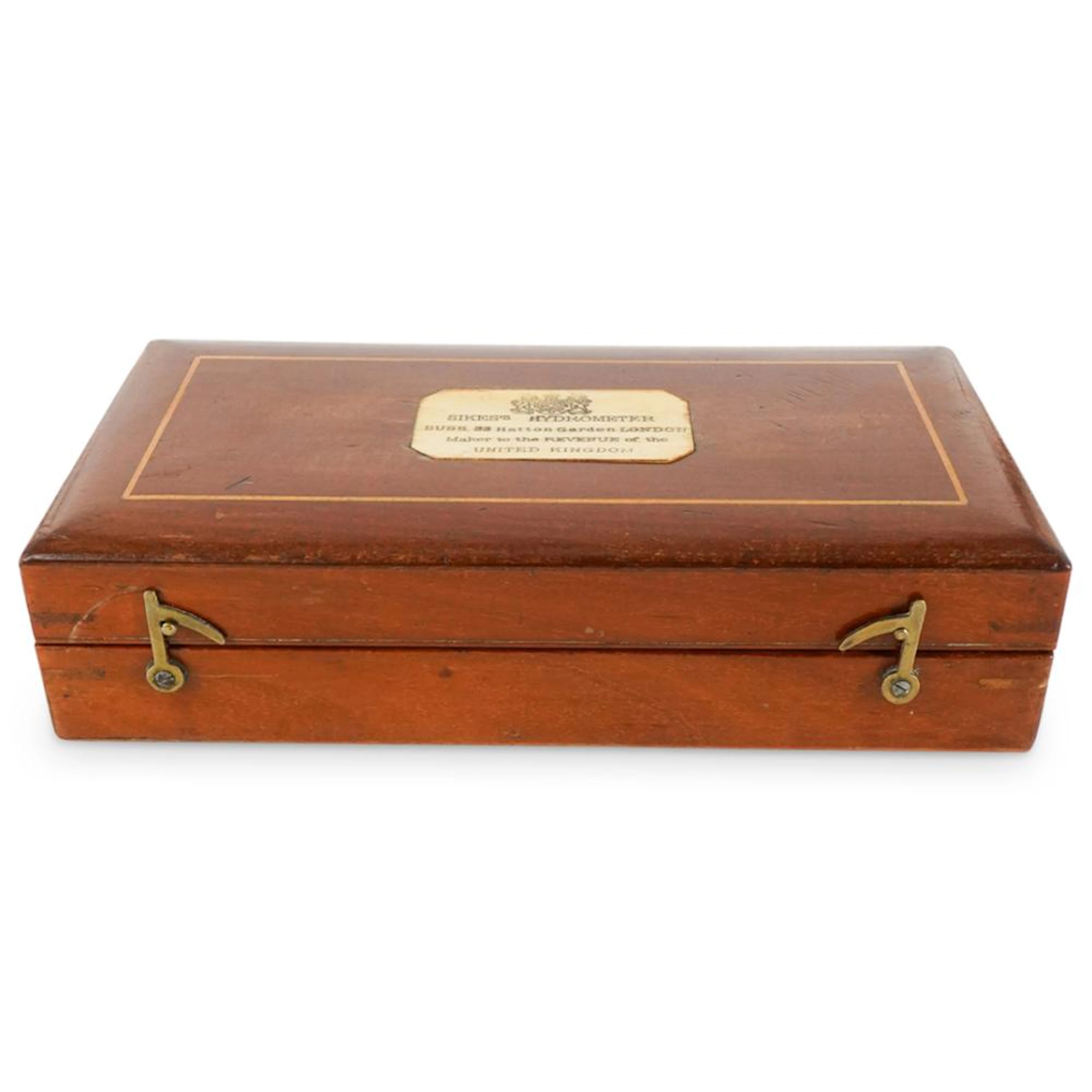 Victorian English Sikes' Hydrometer In Original Mahogany Box