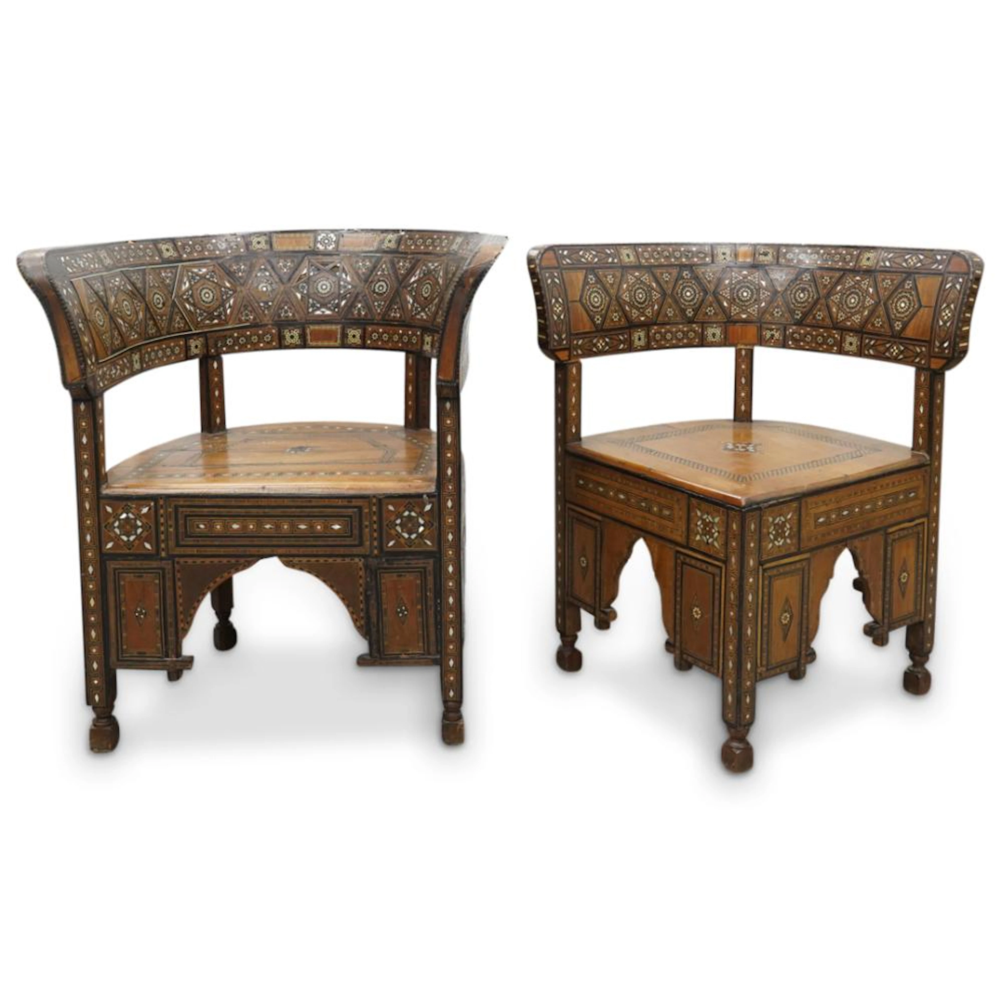 Pair of Moorish/Syrian Inlaid Chairs