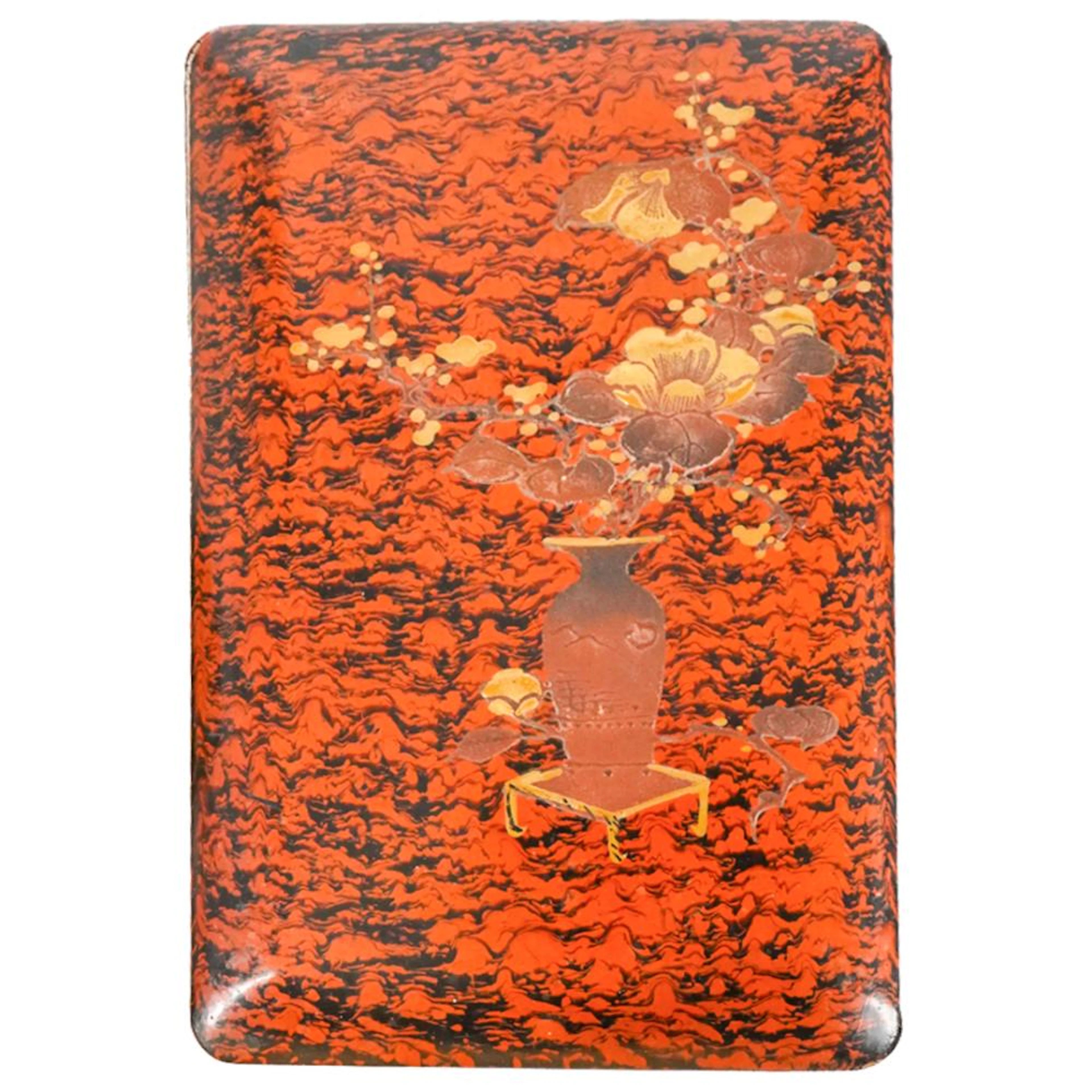 Japanese Yoshikawa Ink Stone In Lacquered Suzuribako Scholar Box