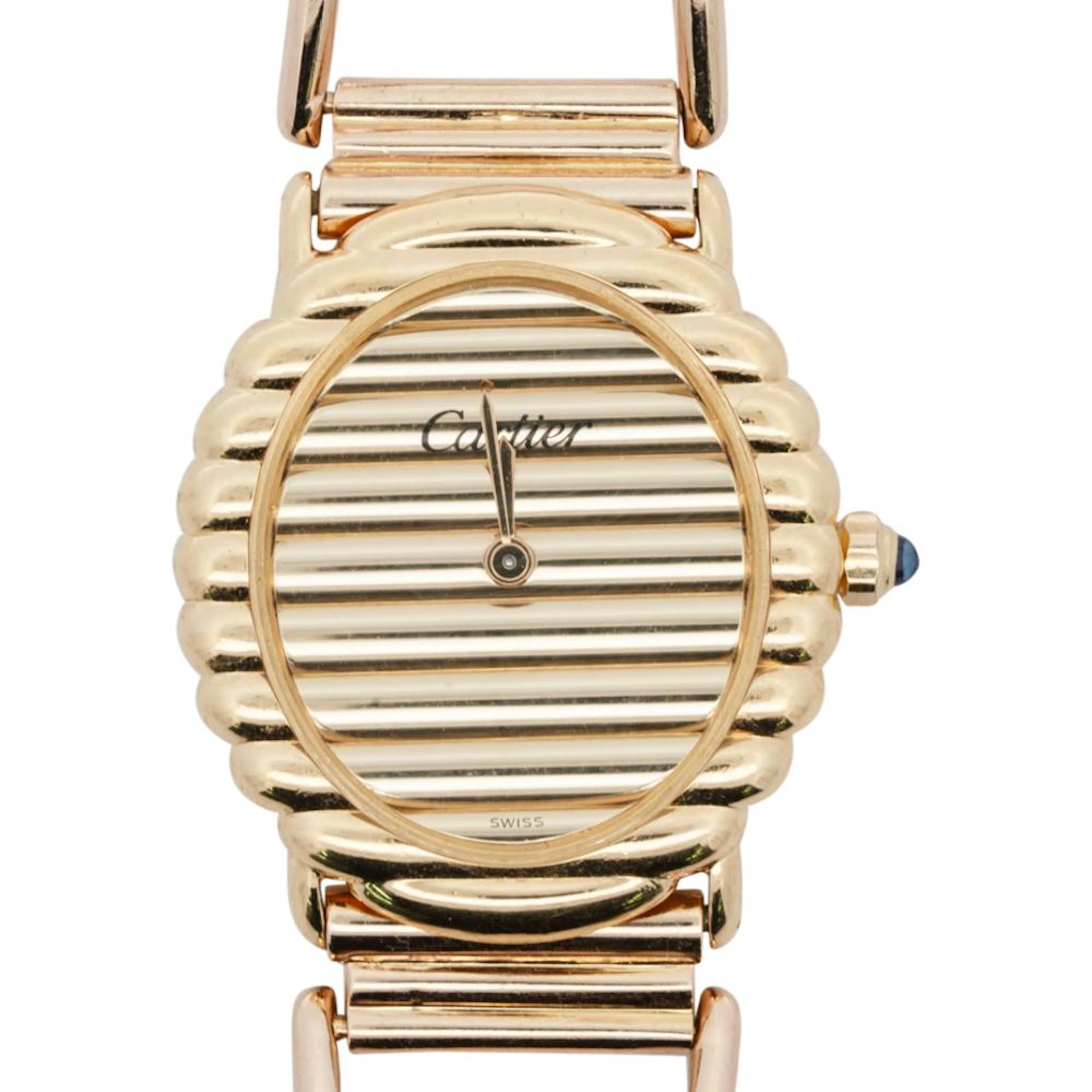 Vintage Cartier Gold Fluted 18k Gold Watch