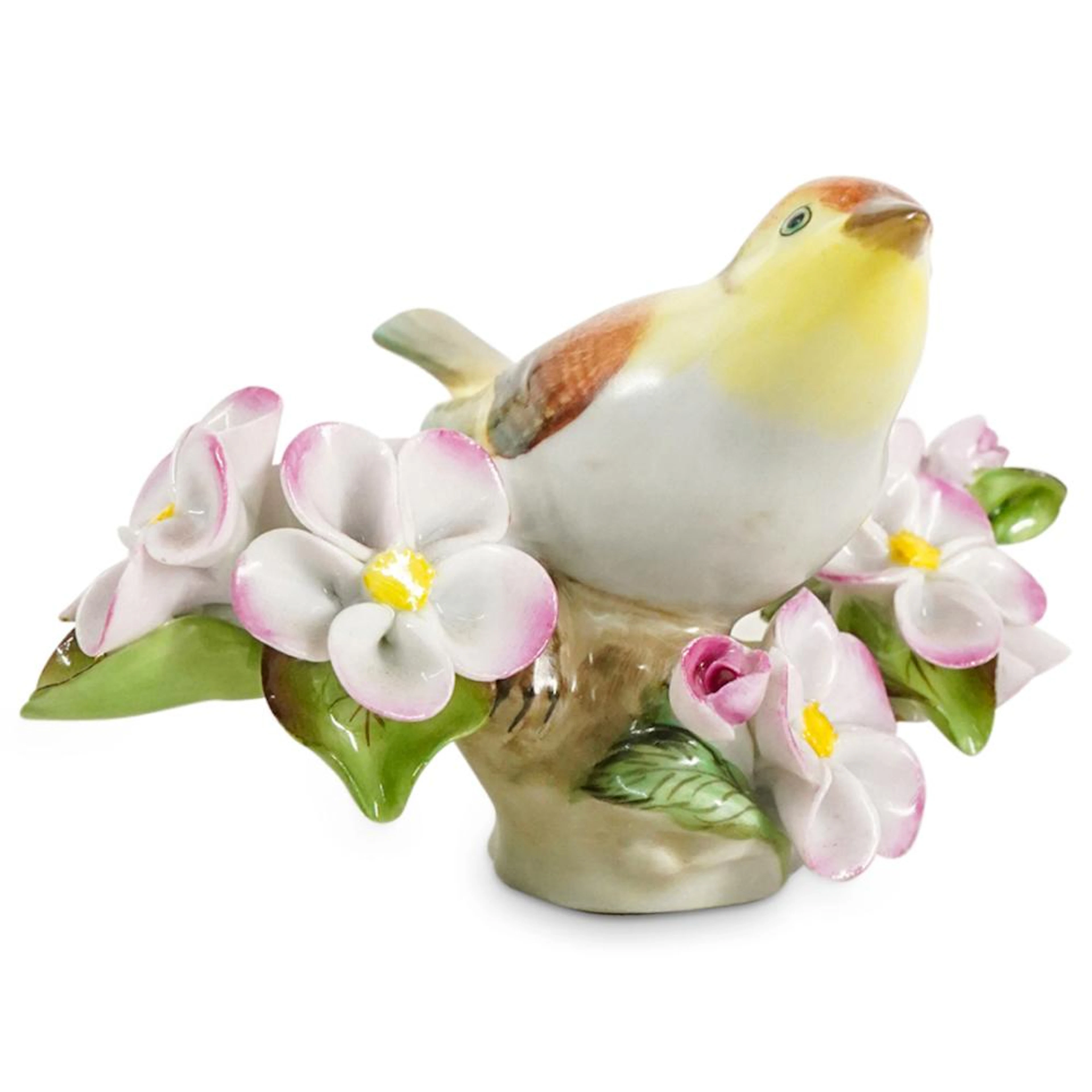 Herend Porcelain "Bird On Twig" 150 Anniversary Figurine
