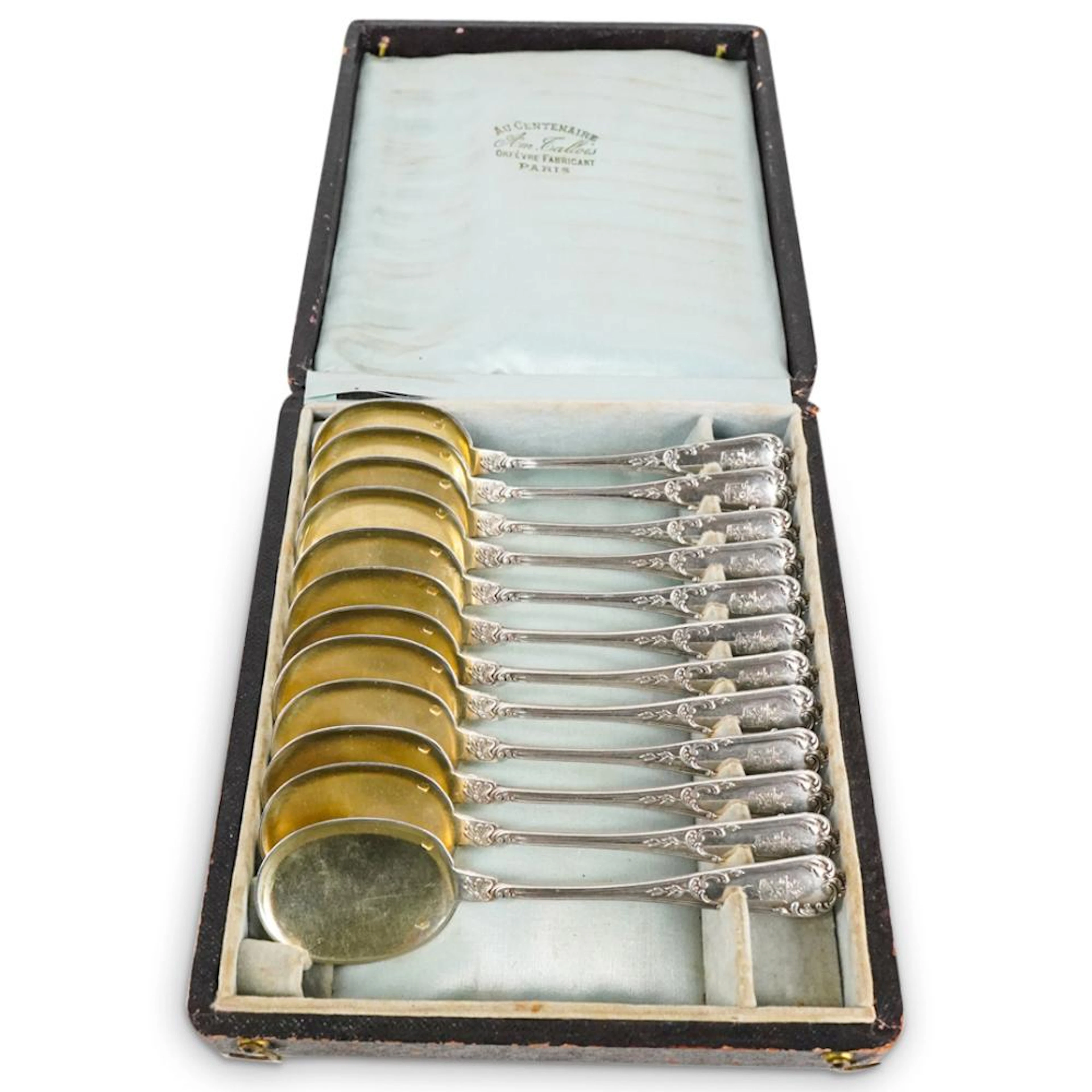 (12 Pc) French Gallois Centennial 950 Silver Spoon Set