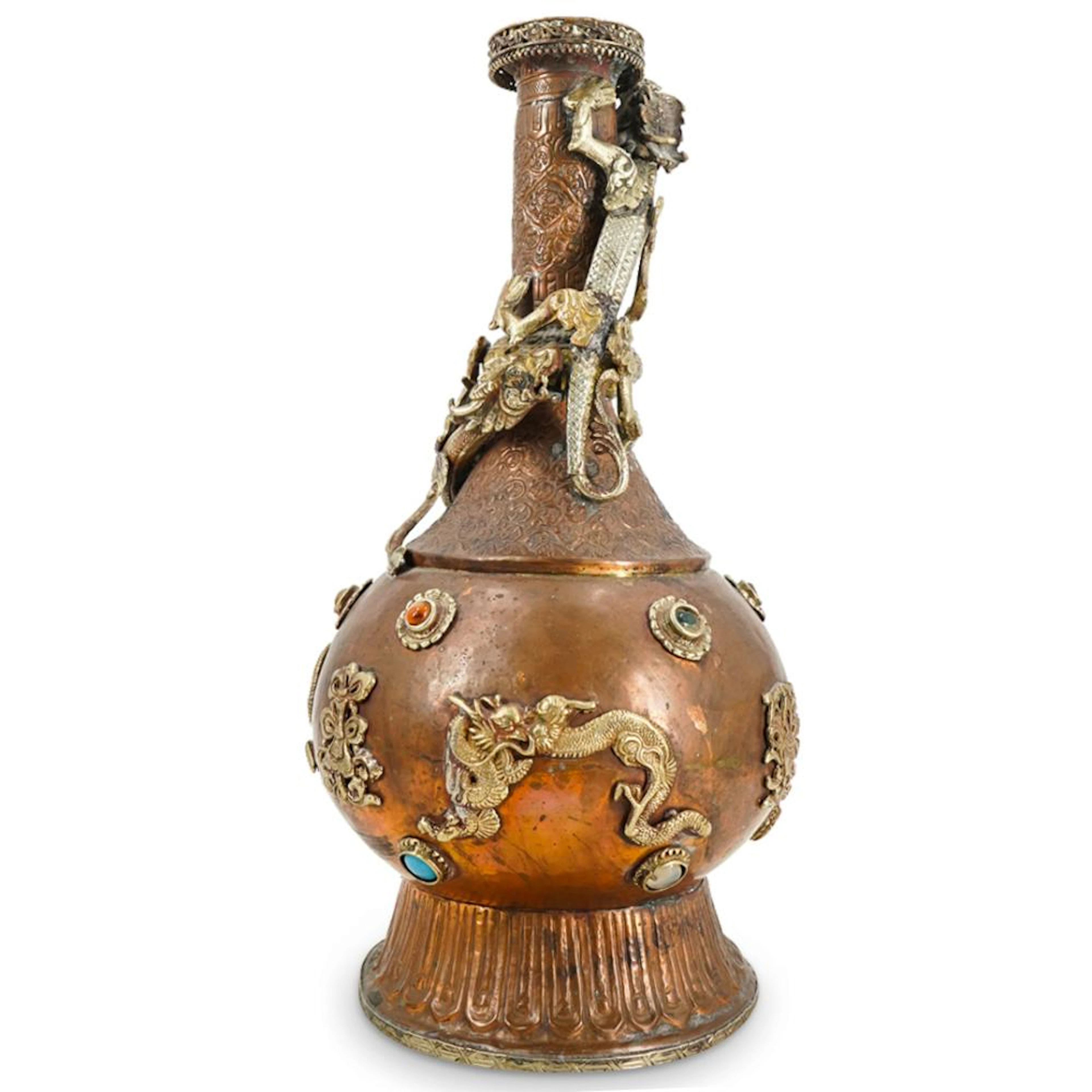 Indian Copper Dragon Vase