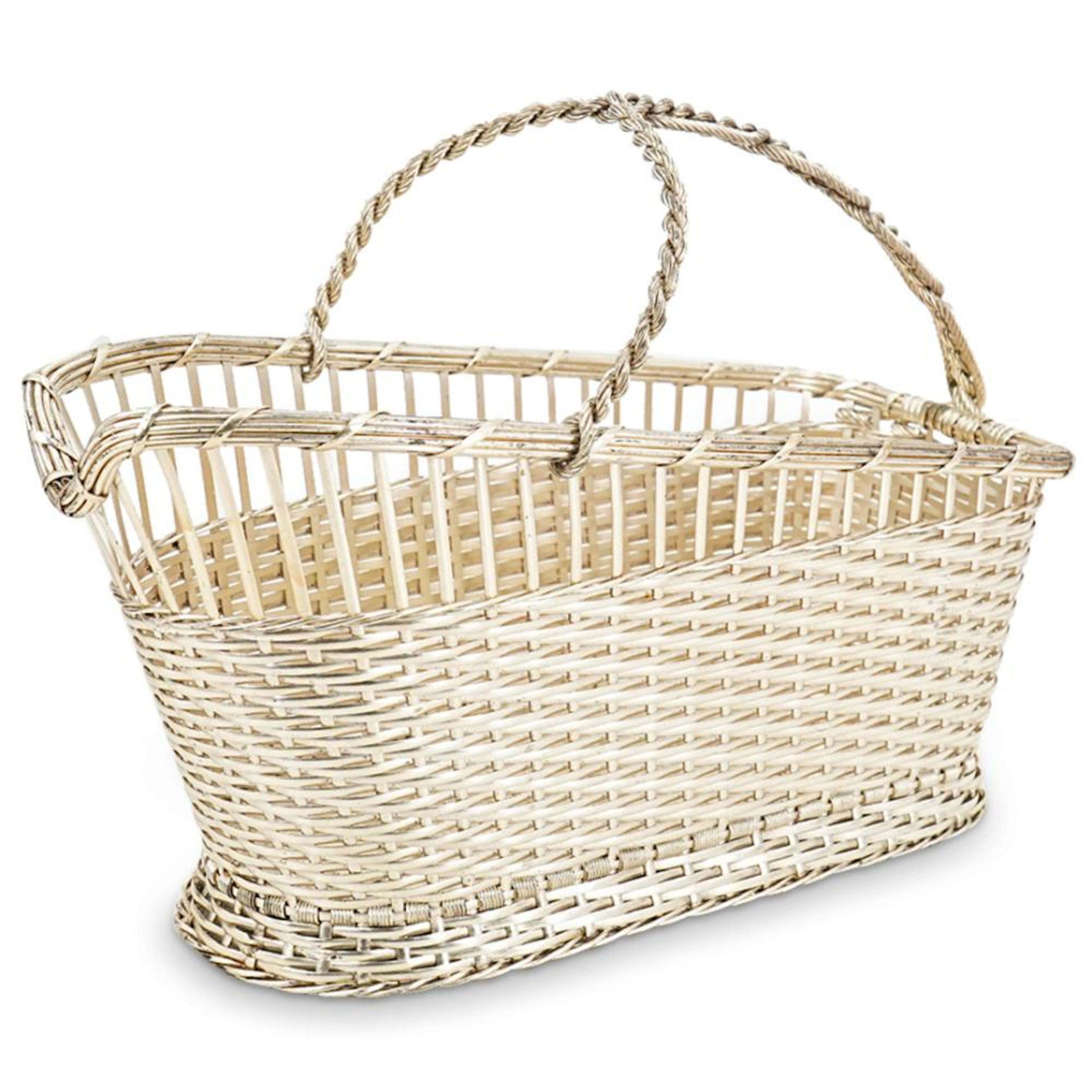 French Silver plated Basket Weave Wine Holder