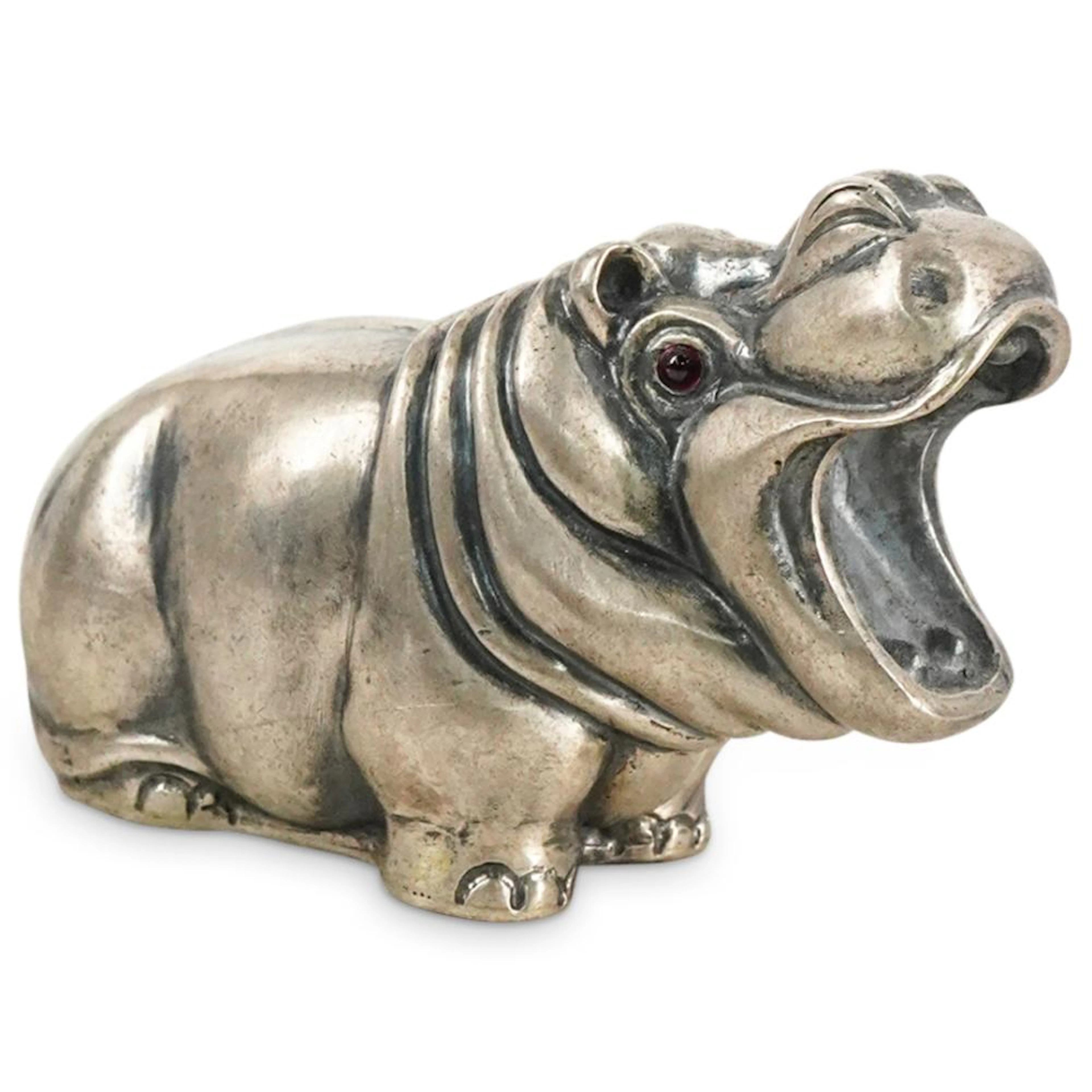 Antique Russian Faberge 875 Silver Hippopotamus