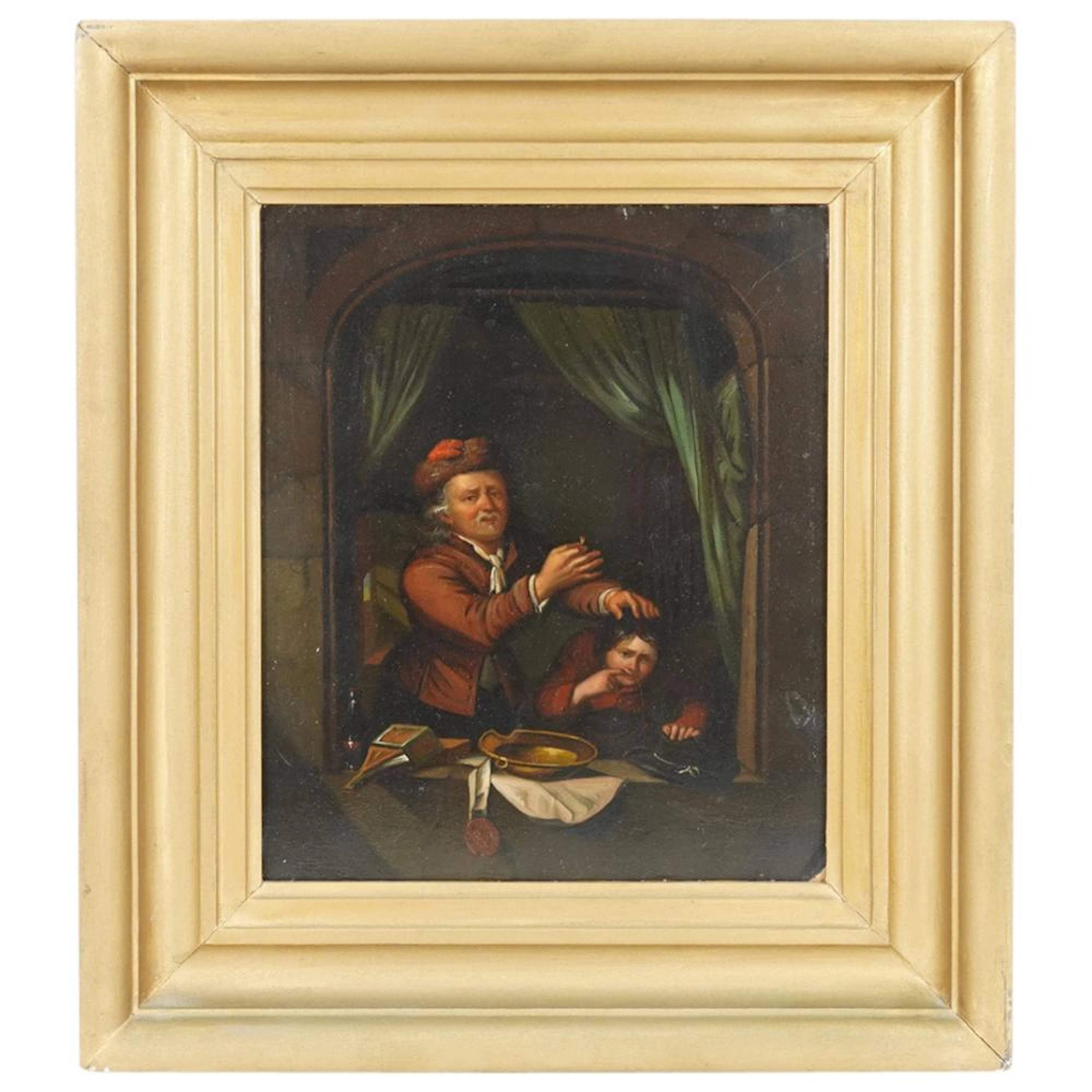 After Gerrit Dou "A Dental Operation" Oil On Metal