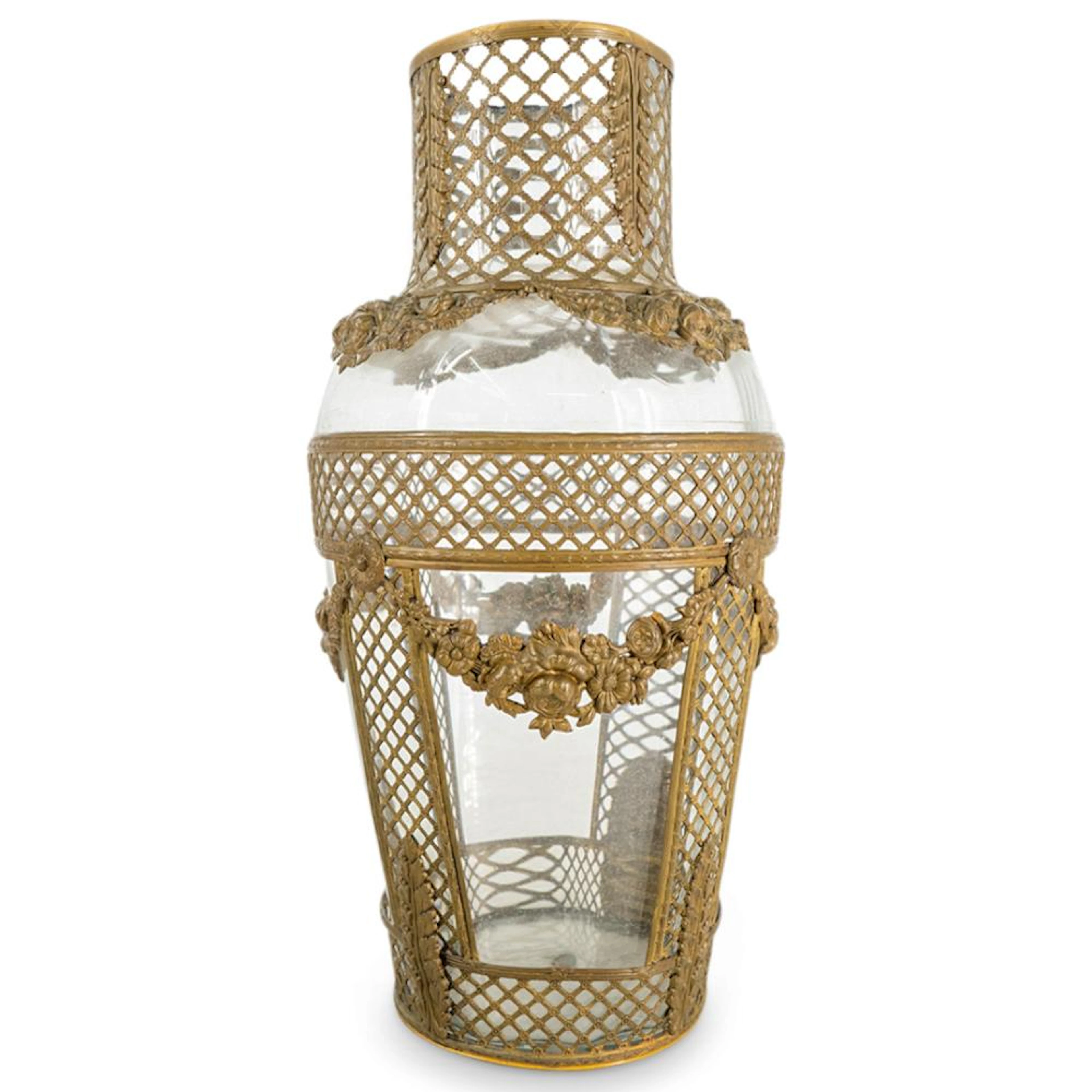 Baccarat Style Bronze Mounted Glass Vase